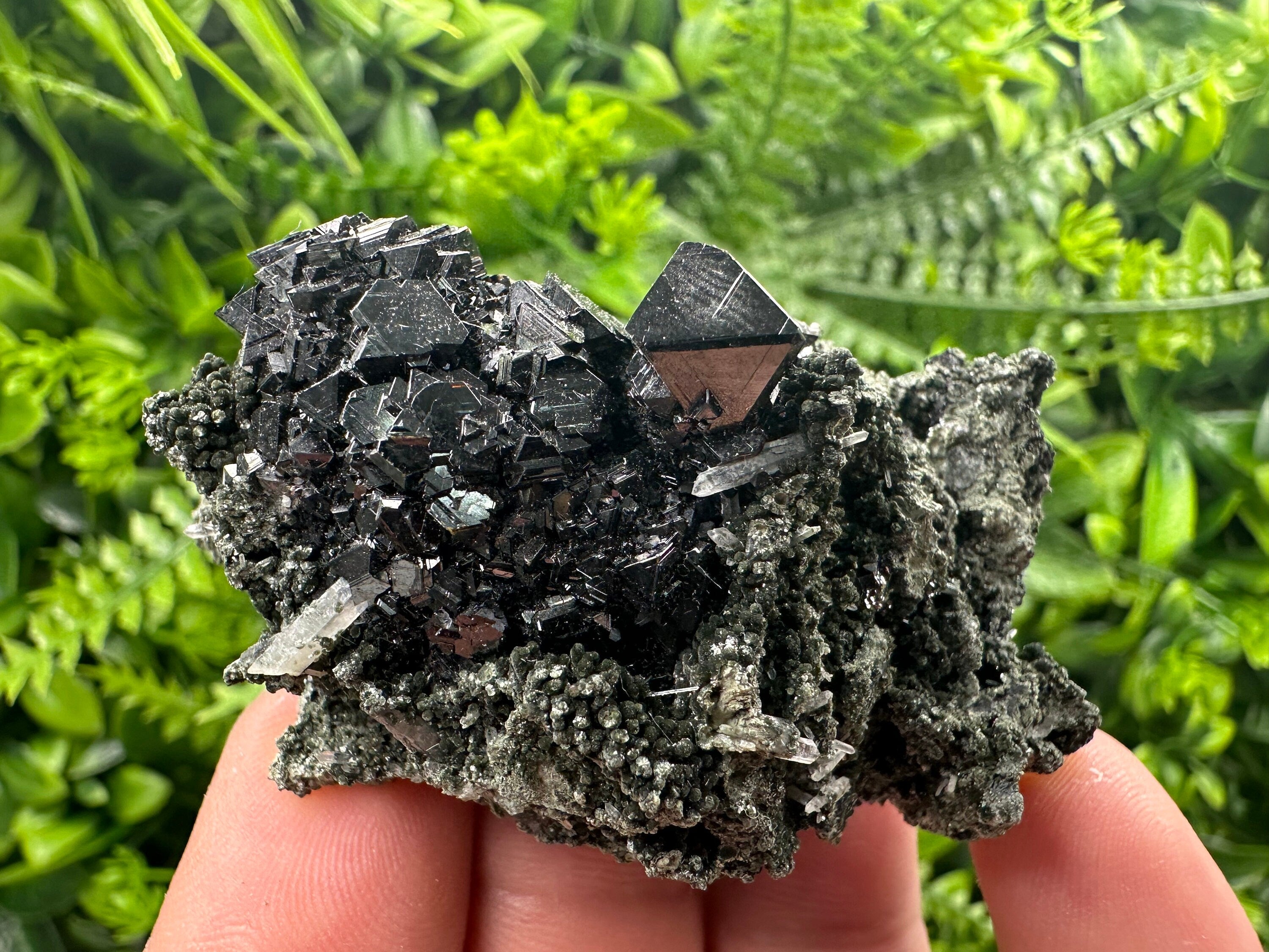 Sphalerite on Quartz Cluster, Bulgaria Mineral Specimen