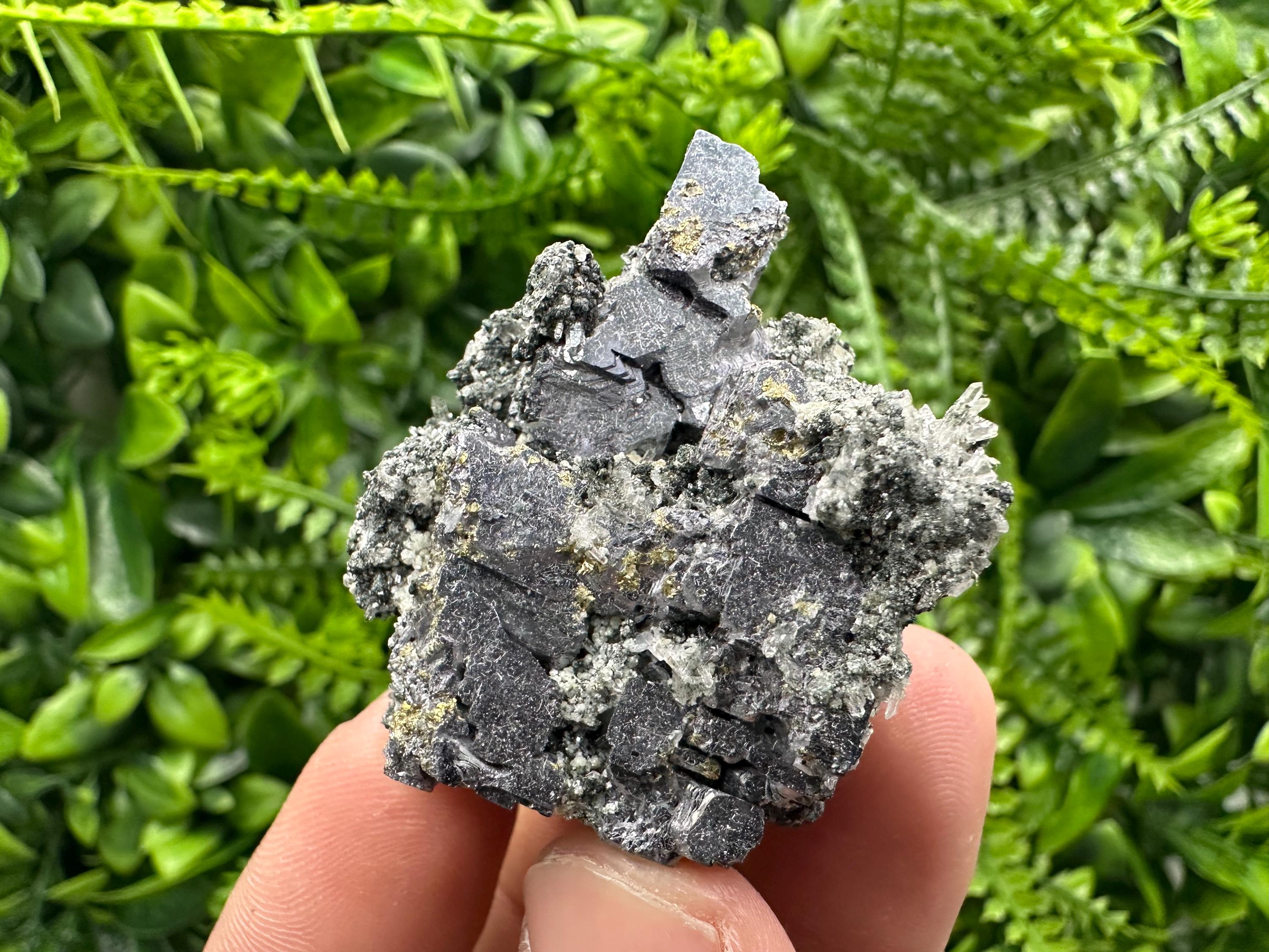 Pyrite on Galena with Quartz, Borieva Mine Mineral Specimen