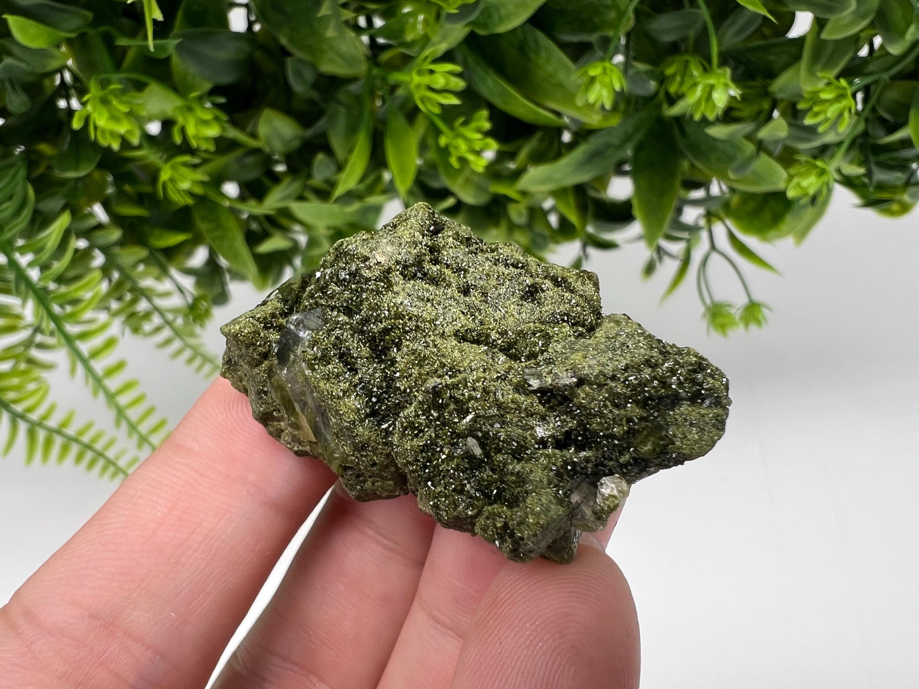 Sparkly Green Epidote with Quartz Crystals, Eastern Anatolian Mineral Decor
