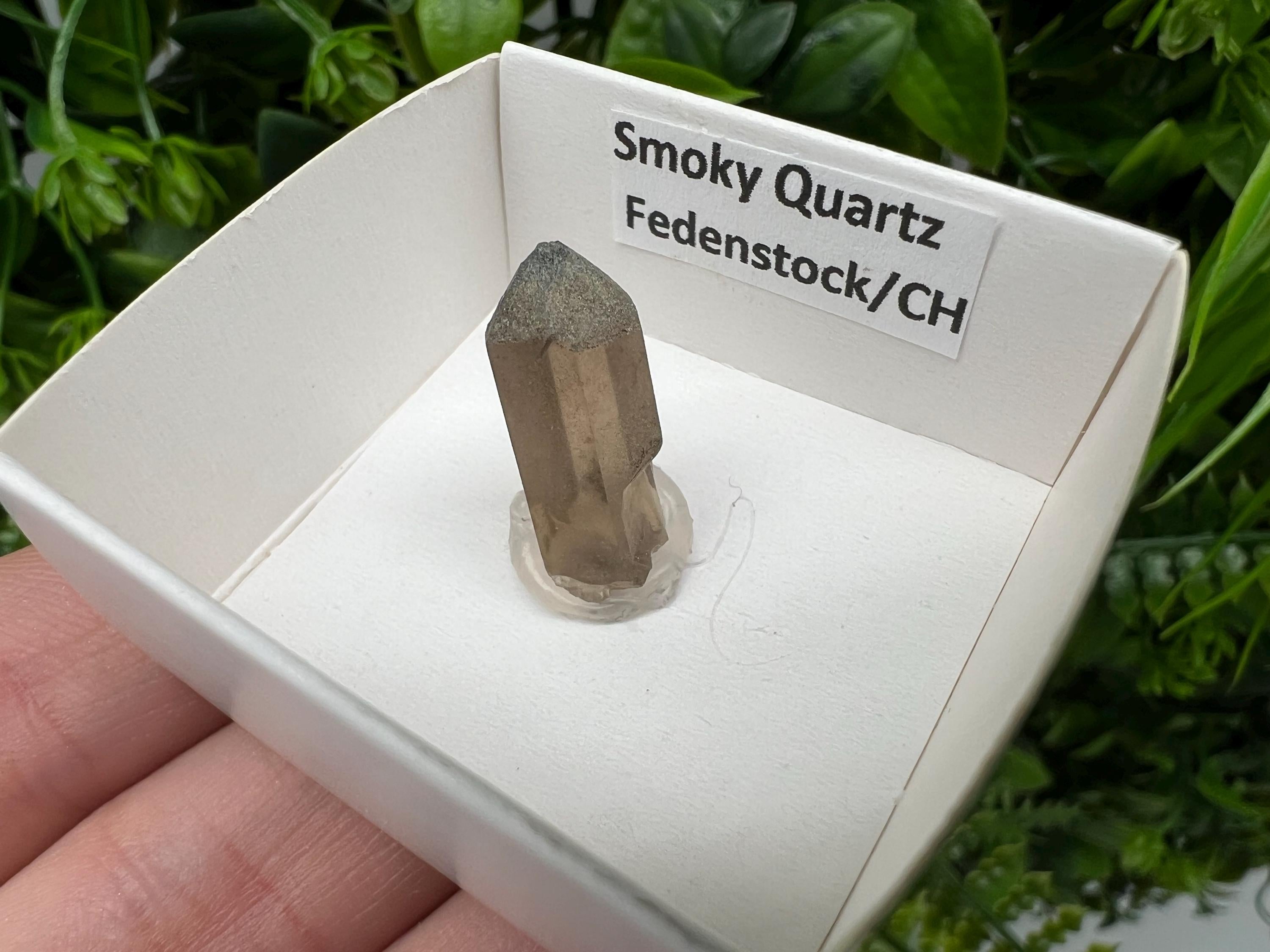 Rare Fedenstock Smoky Quartz Point, Swiss Mineral Specimen (20MM)