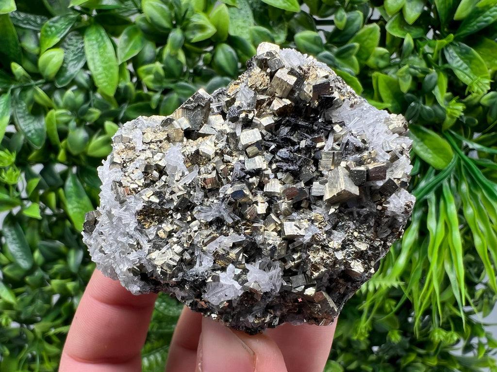 Wonderful Rainbow Pyrite on Quartz whit Oxide,natural minerals souvenir crystal,home decor,collection stone,rare minerals,Borieva Bulgaria