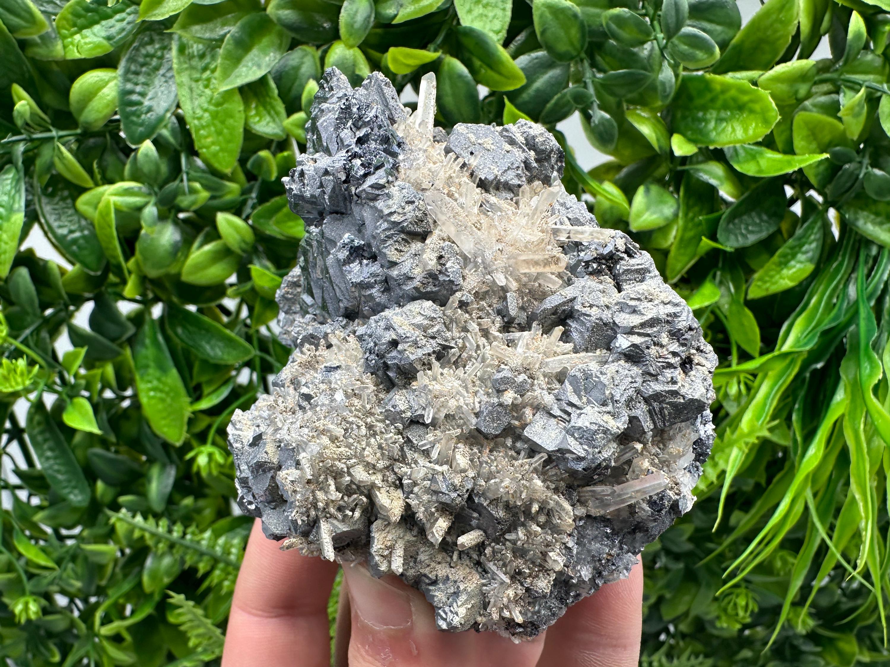 Galena Cluster with Quartz, Krushev Dol Mine, Bulgaria