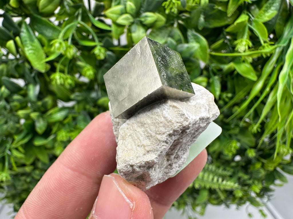 Large Pyrite Cube on Matrix: Shiny Mineral Specimen, La Rioja Spain