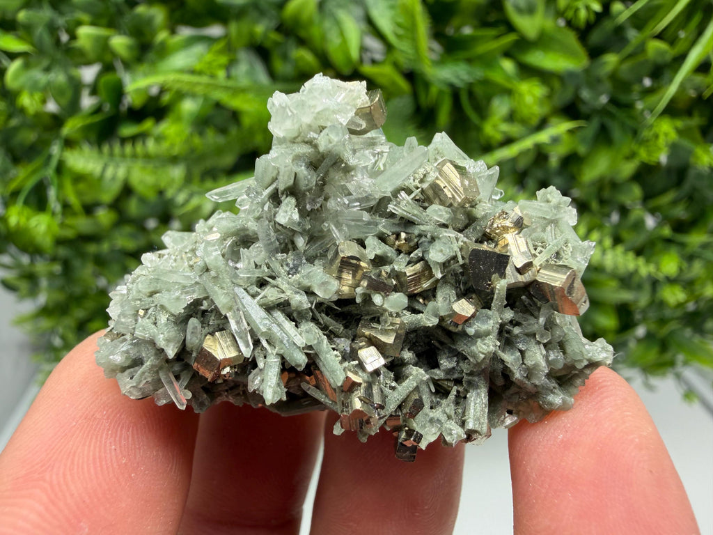 Pyrite on Green Quartz Mineral Specimen, Borieva Mine, Bulgaria