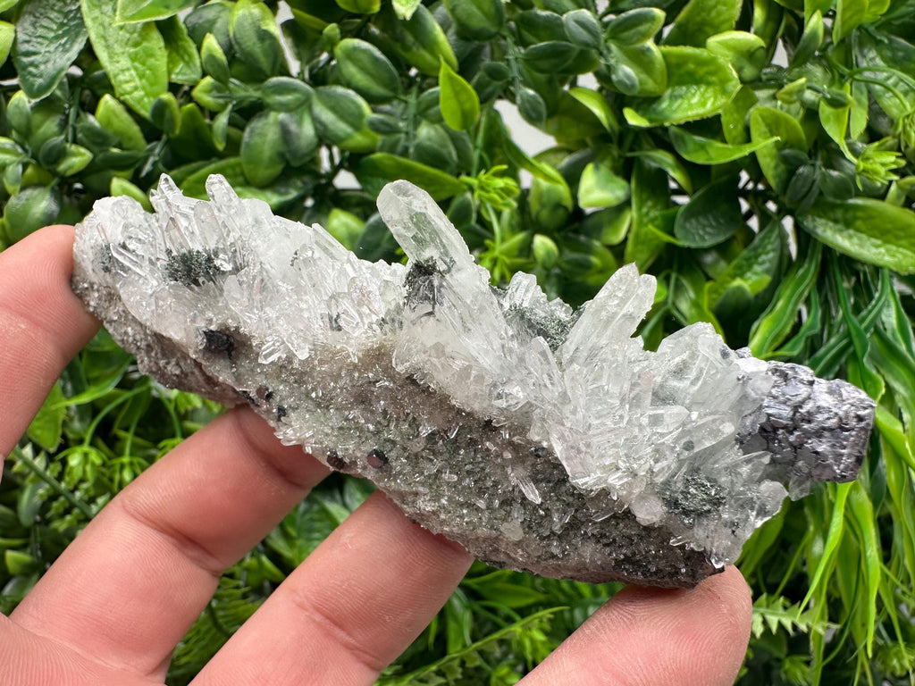 Transparent Quartz, Galena, and Chlorite Mineral Specimen, Bulgaria