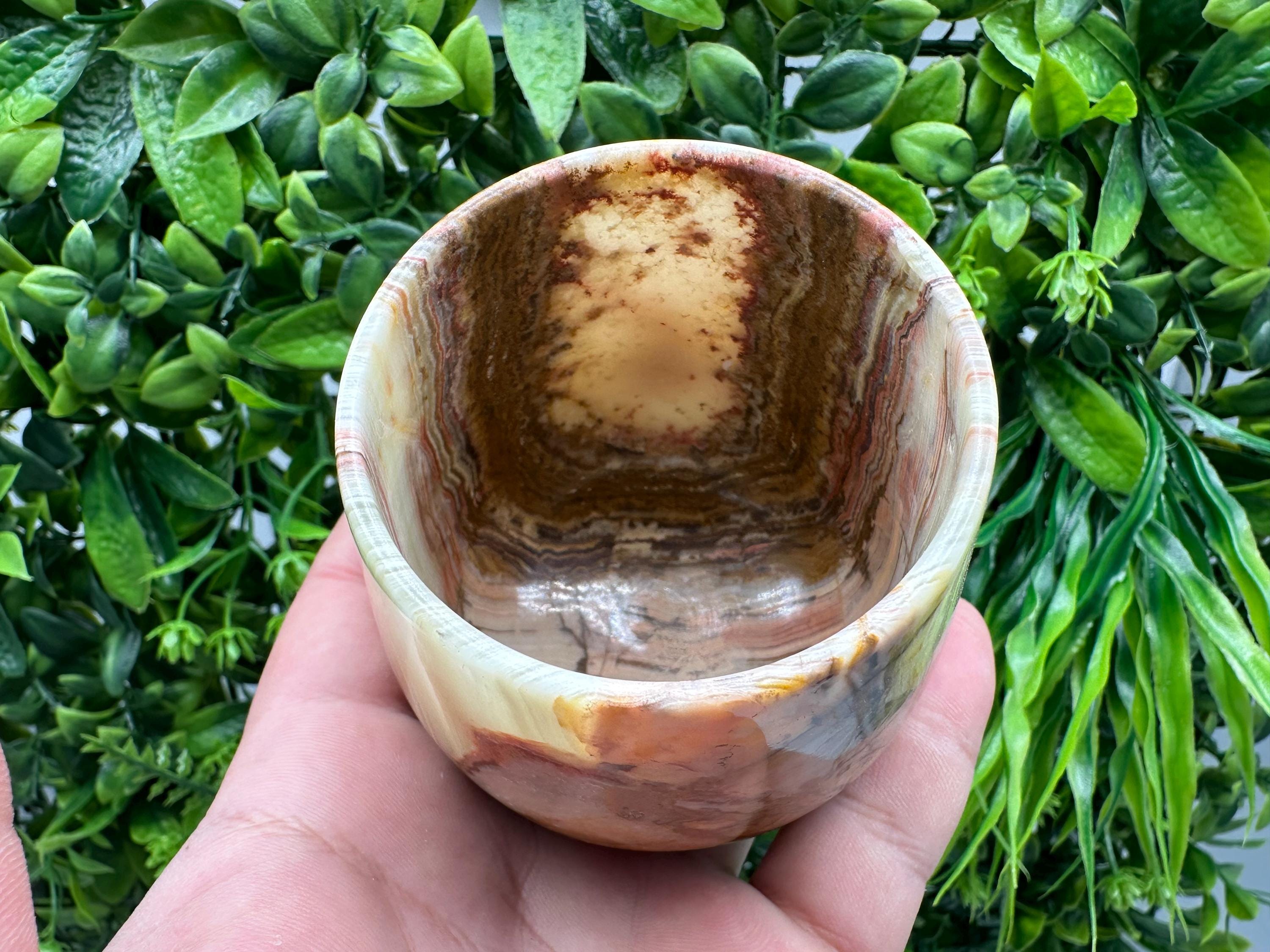 Vintage Onyx Wine Goblet: Natural Stone Barware (12cm)