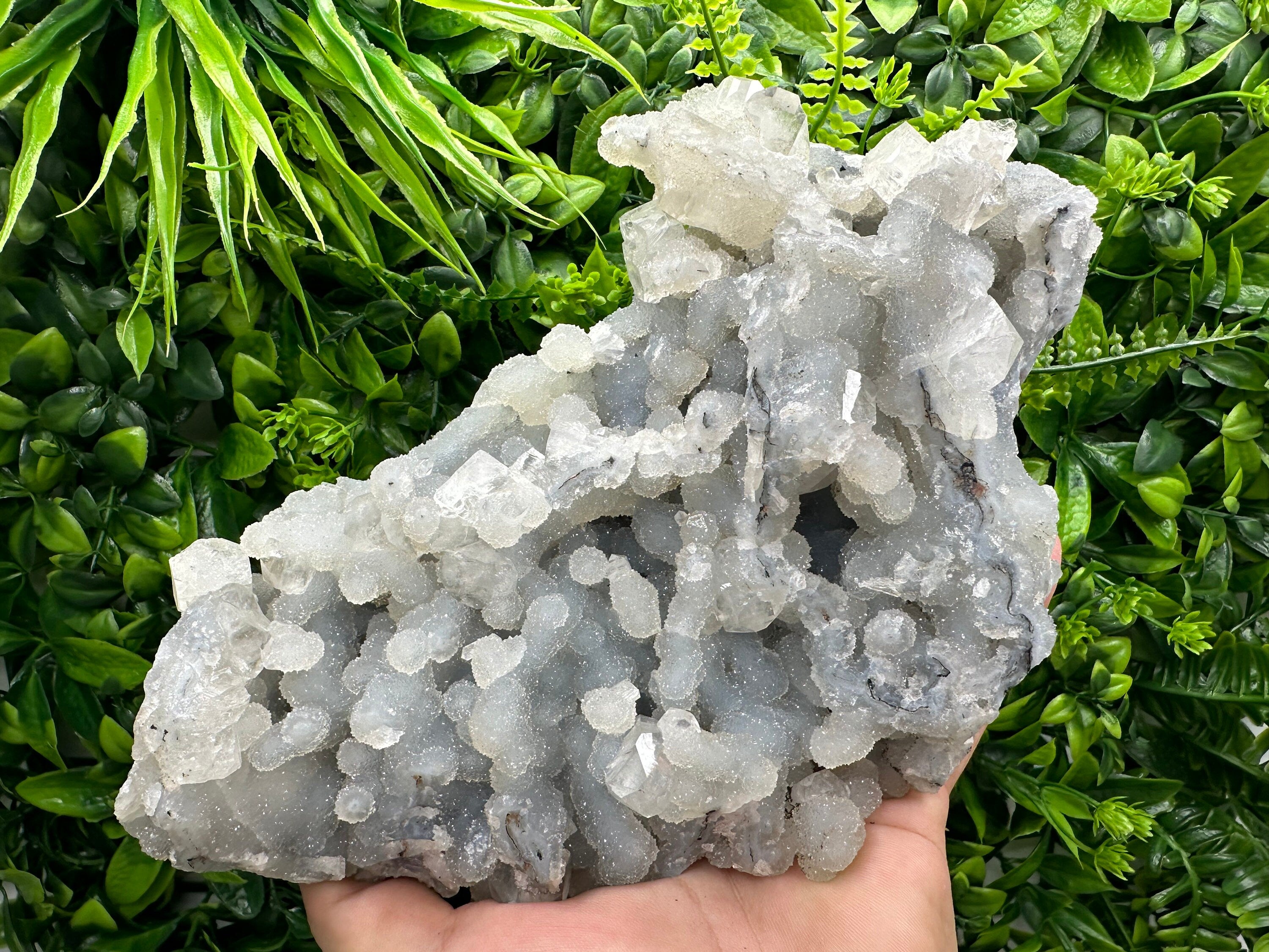 Transparent Apophyllite on Chalcedony, India Mineral Specimen