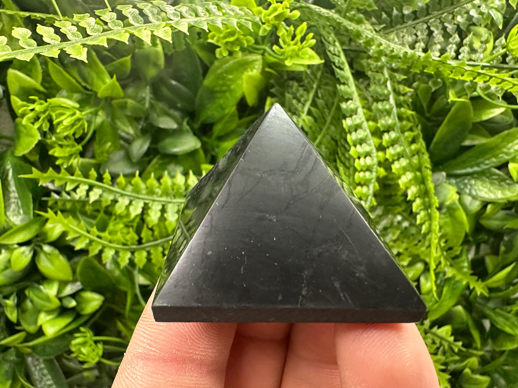 Shungite Pyramid: Polished EMF Protection Crystal (4cm)