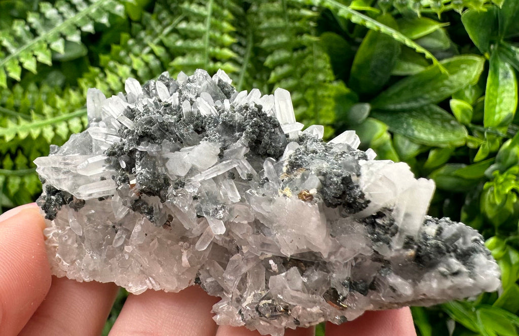 Quartz with Calcite and Chlorite: Borieva Mine Crystal Souvenir