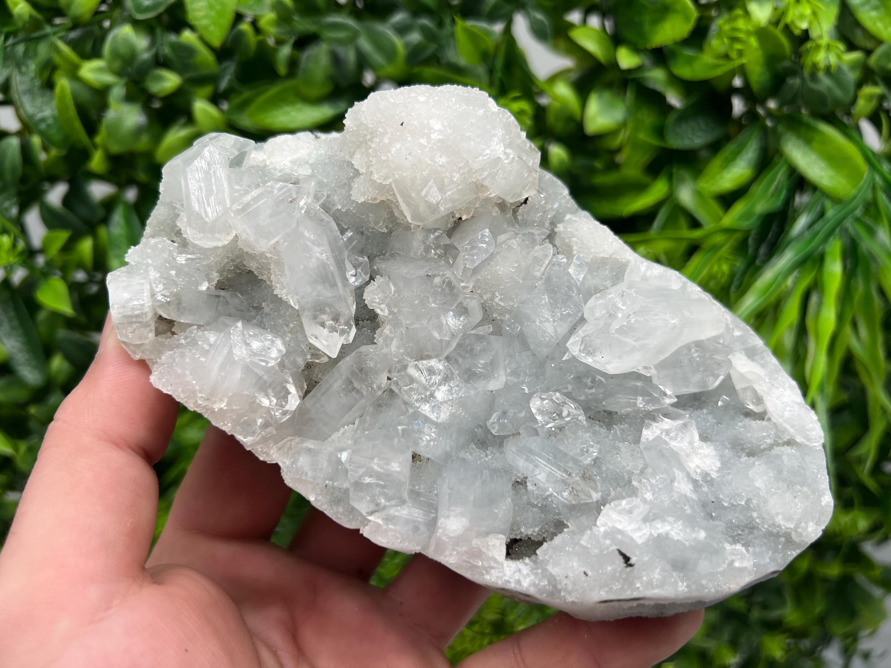 Transparent Apophyllite on Chalcedony, India Mineral Specimen