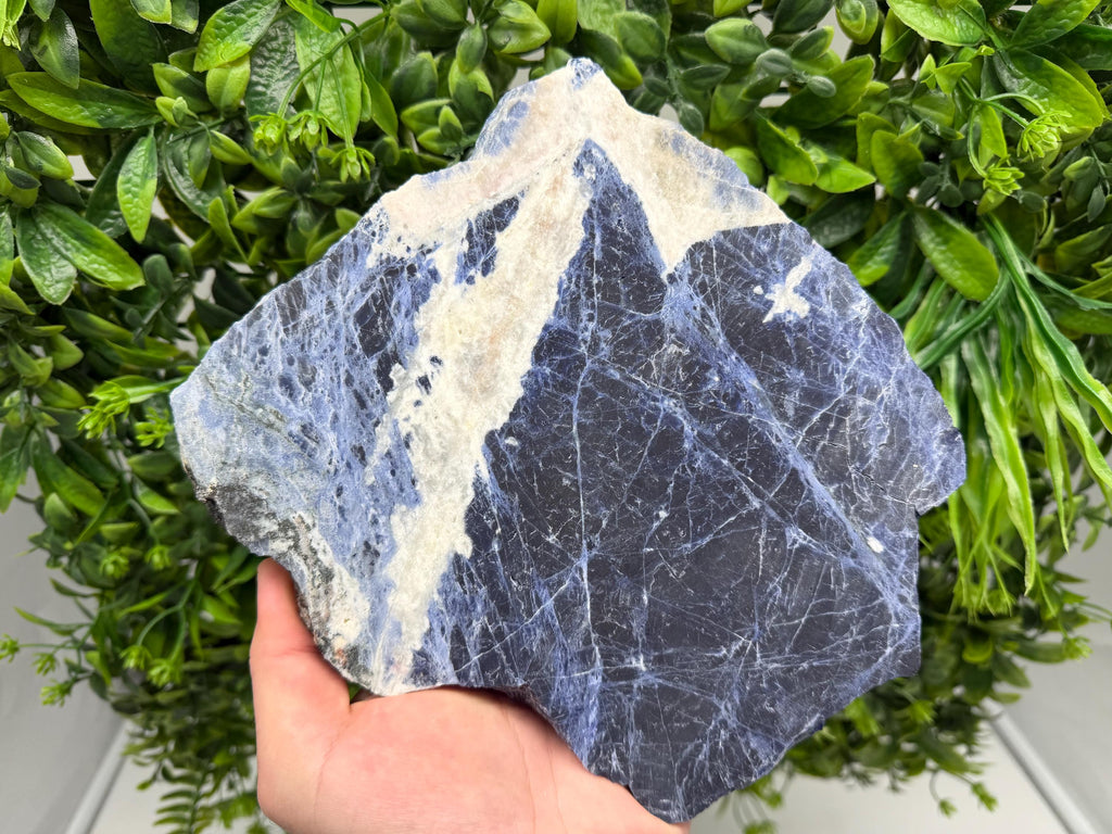 Polished Sodalite Slice – Natural Blue Crystal Slab, Home Decor Accent
