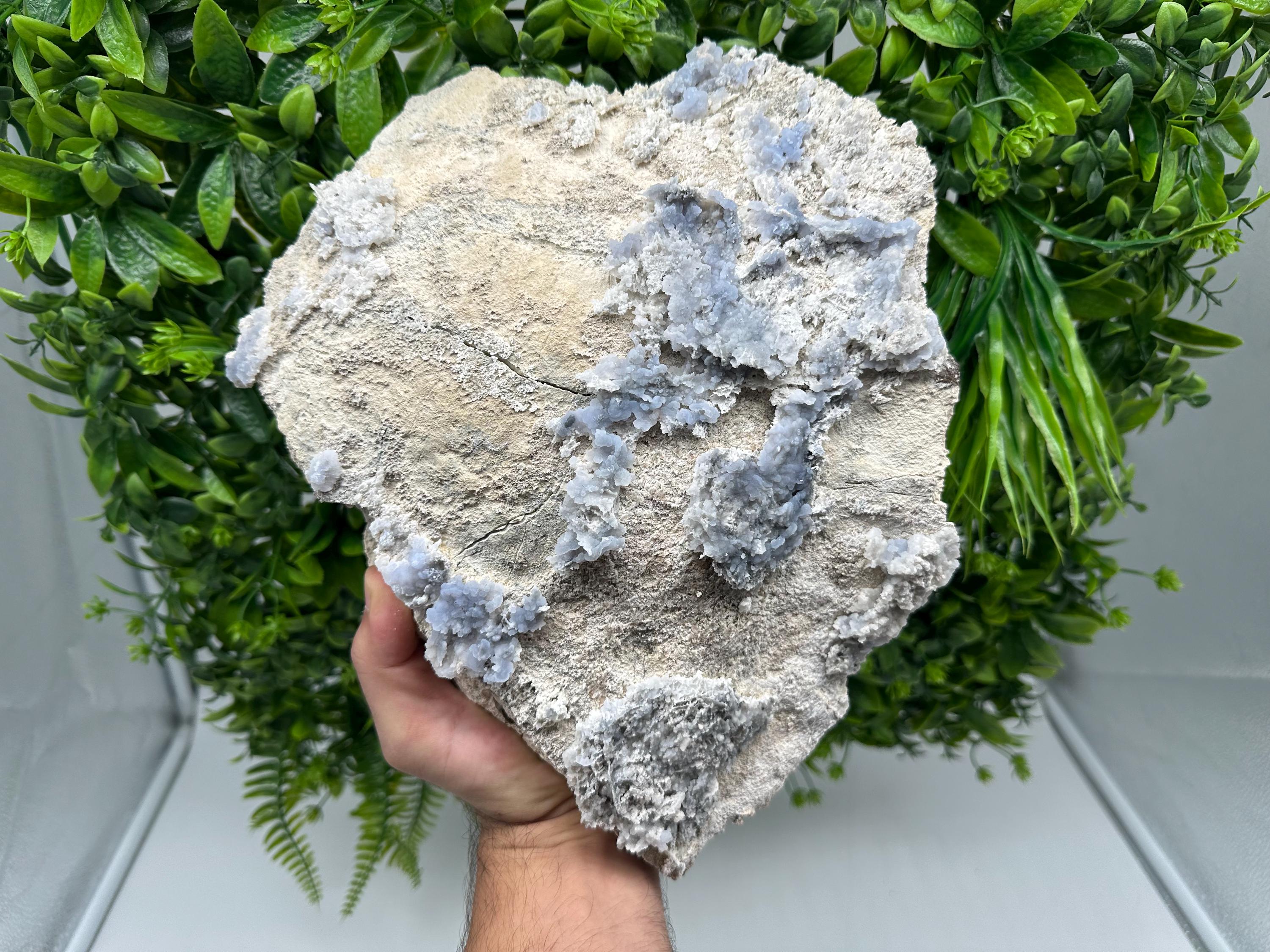 Rare Light Blue Chalcedony Specimen: Bulgarian Mineral Collection, Home Decor Stone