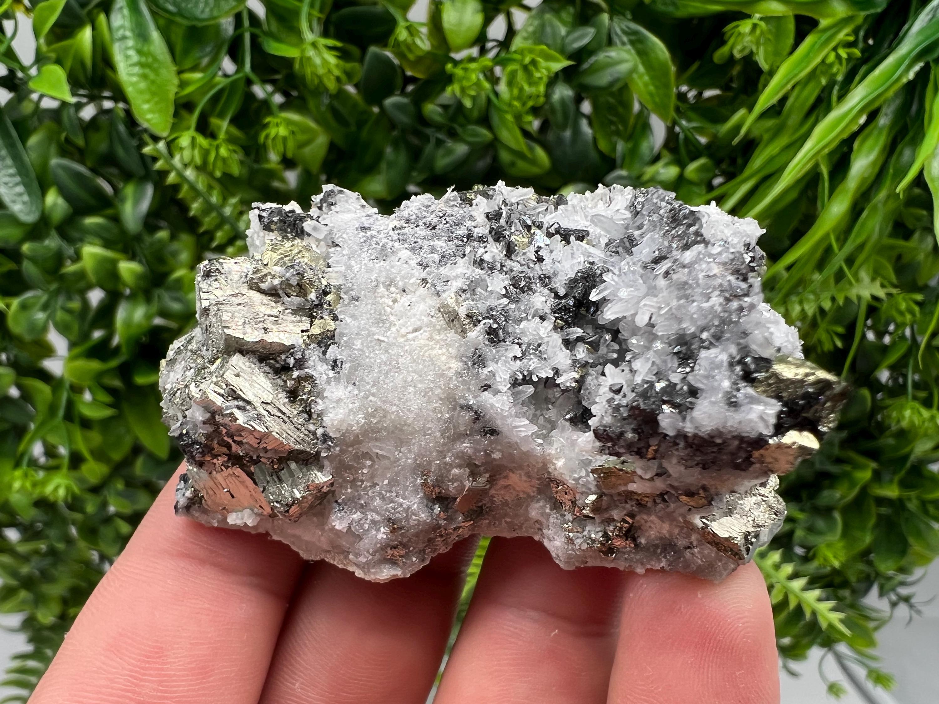 Pyrite on Quartz whit Sphalerite from Krushev dol mine,Madan,Bulgaria,natural,collectible mineral specimen,home decor stone,ear minerals,gif