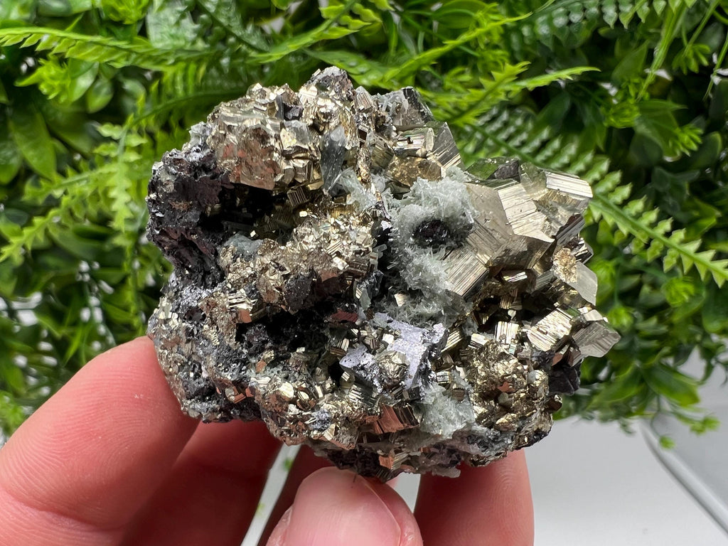 Pyrite on Quartz with Sphalerite: Borieva Mine Crystal Decor