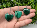 Large Natural Malachite Heart: Handmade Healing Reiki Bangle, 30mm