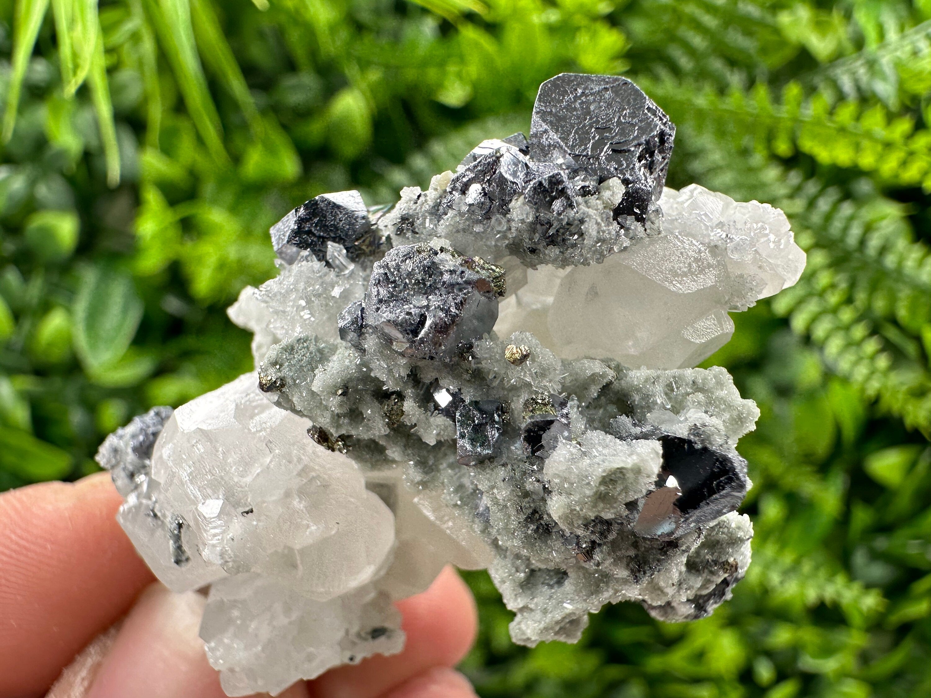 Galena Chalcopyrite on Calcite and Quartz, Borieva Bulgaria