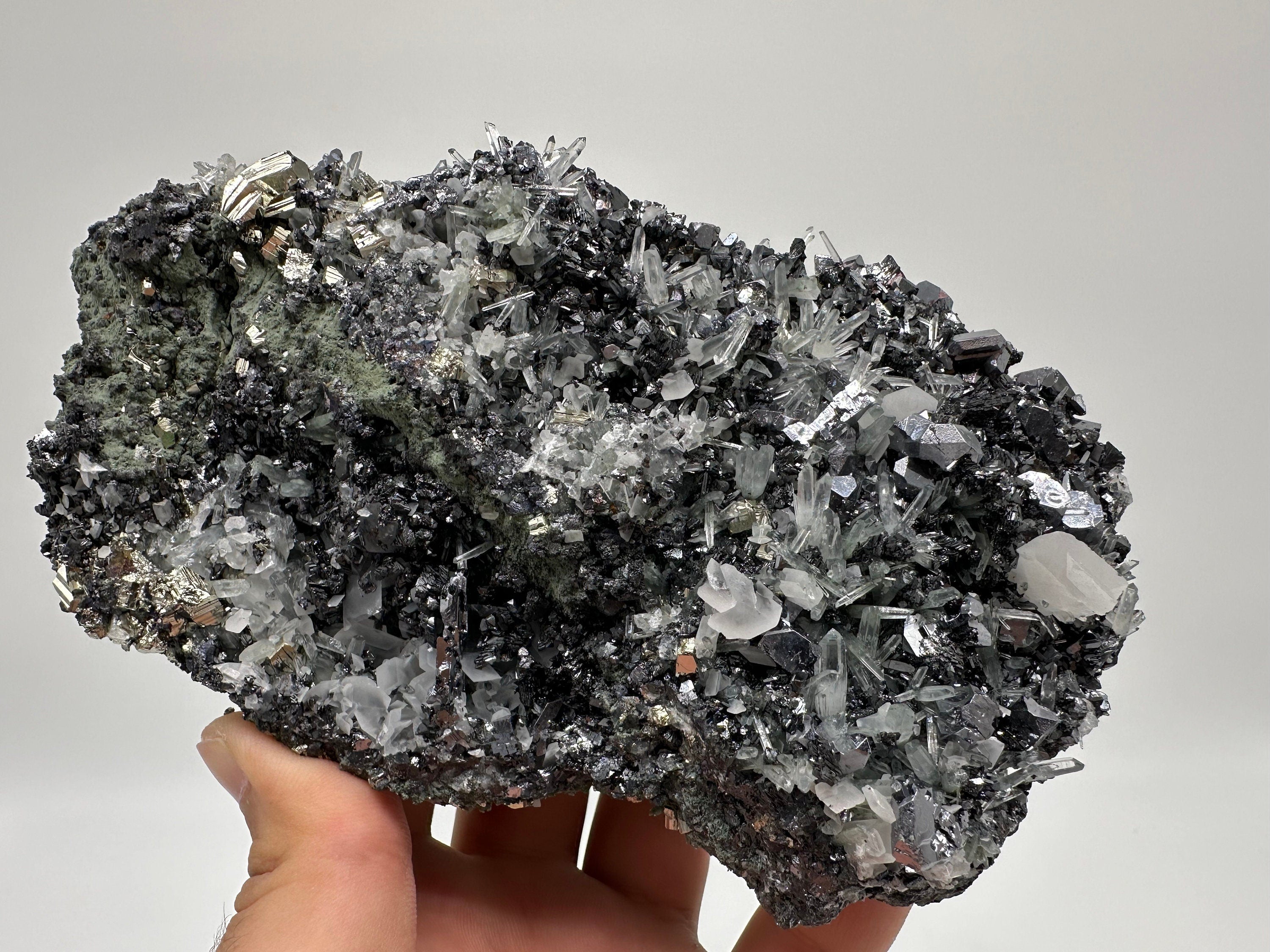 Galena Spinel Law, Sphalerite, Quartz, and Calcite Mineral Specimen