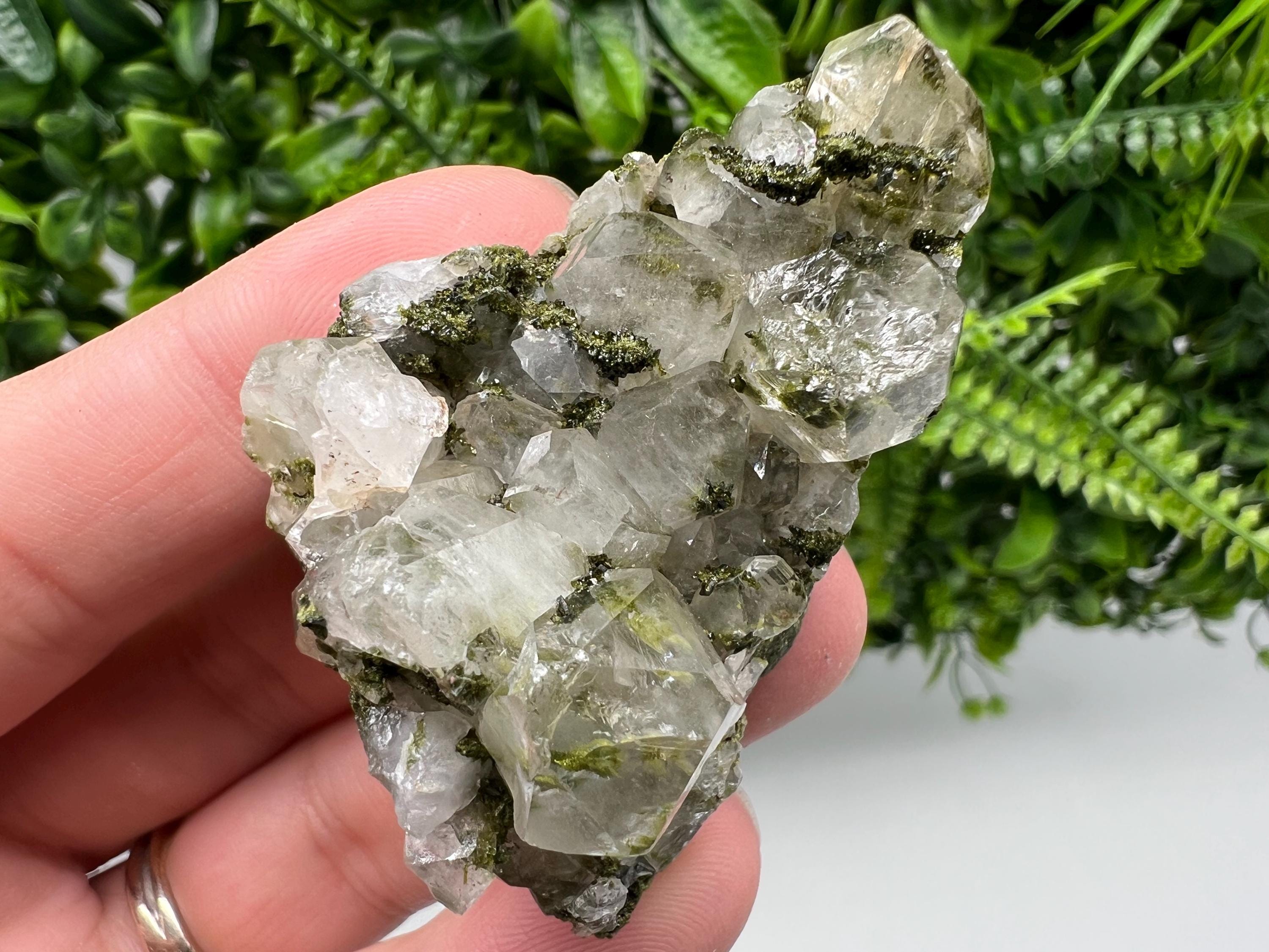 Epidote with Quartz Mineral Specimen, Hakkari Turkey