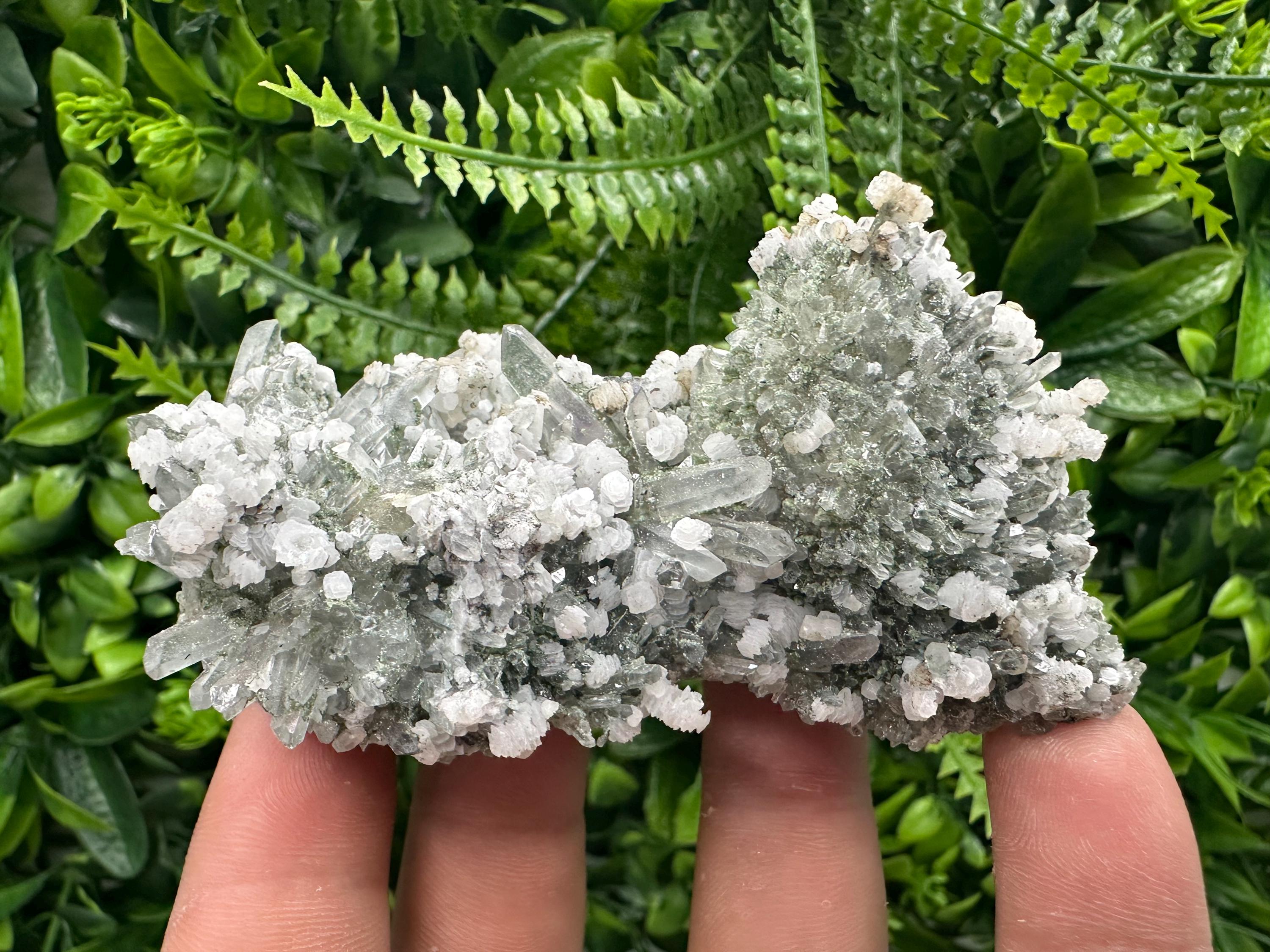 Calcite on Quartz with Amethyst and Chlorite, Djurcovo Mine, Bulgaria