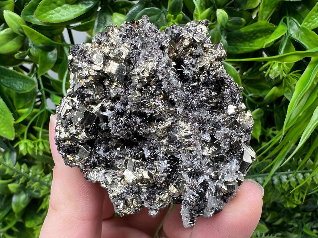 Pyrite on Sphalerite, Quartz Mineral Specimen, Bulgaria Home Decor Stone