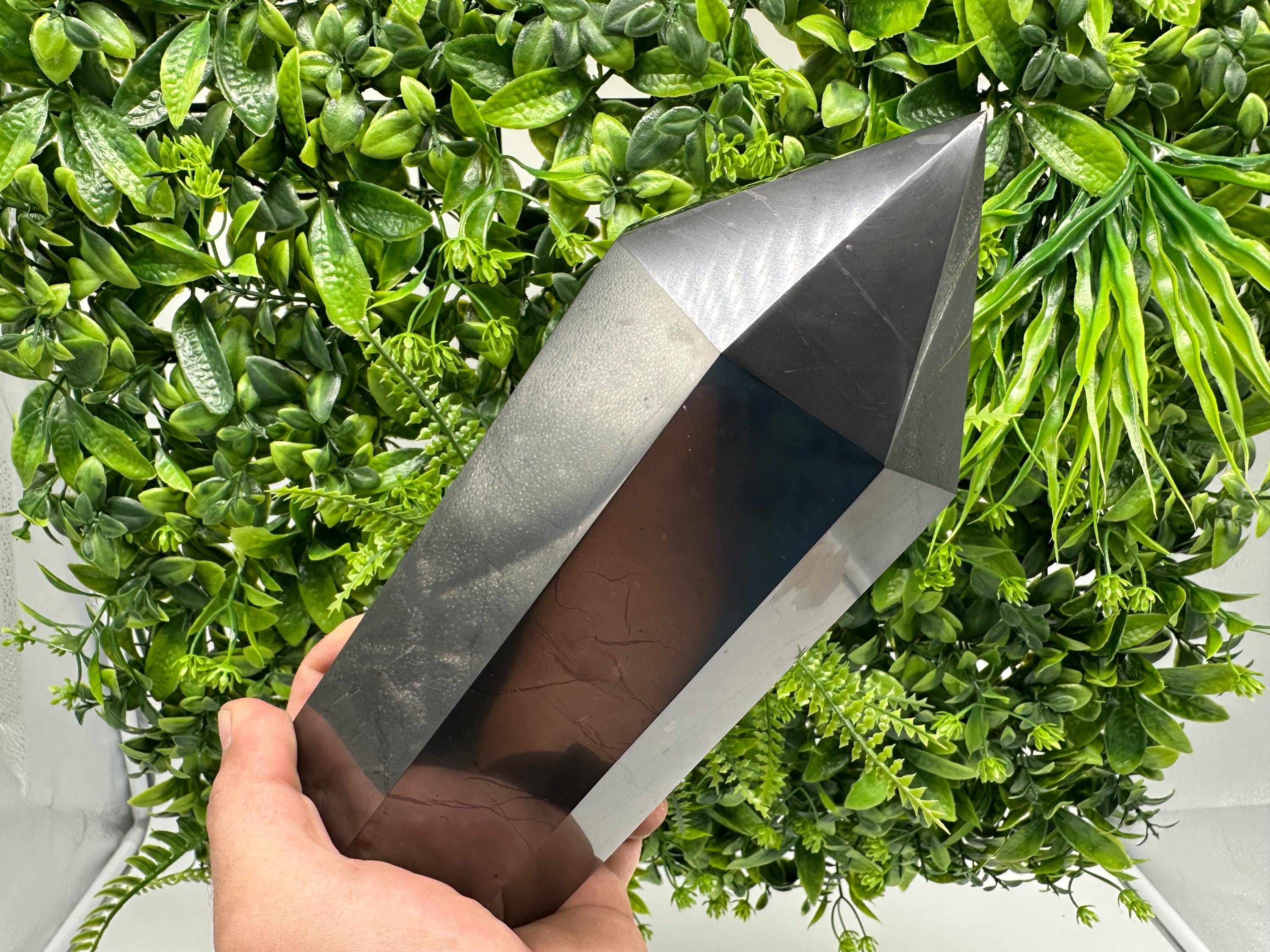 Large Shungite Tower, EMF Neutralizer Stone, Crystal Decor, 20cm