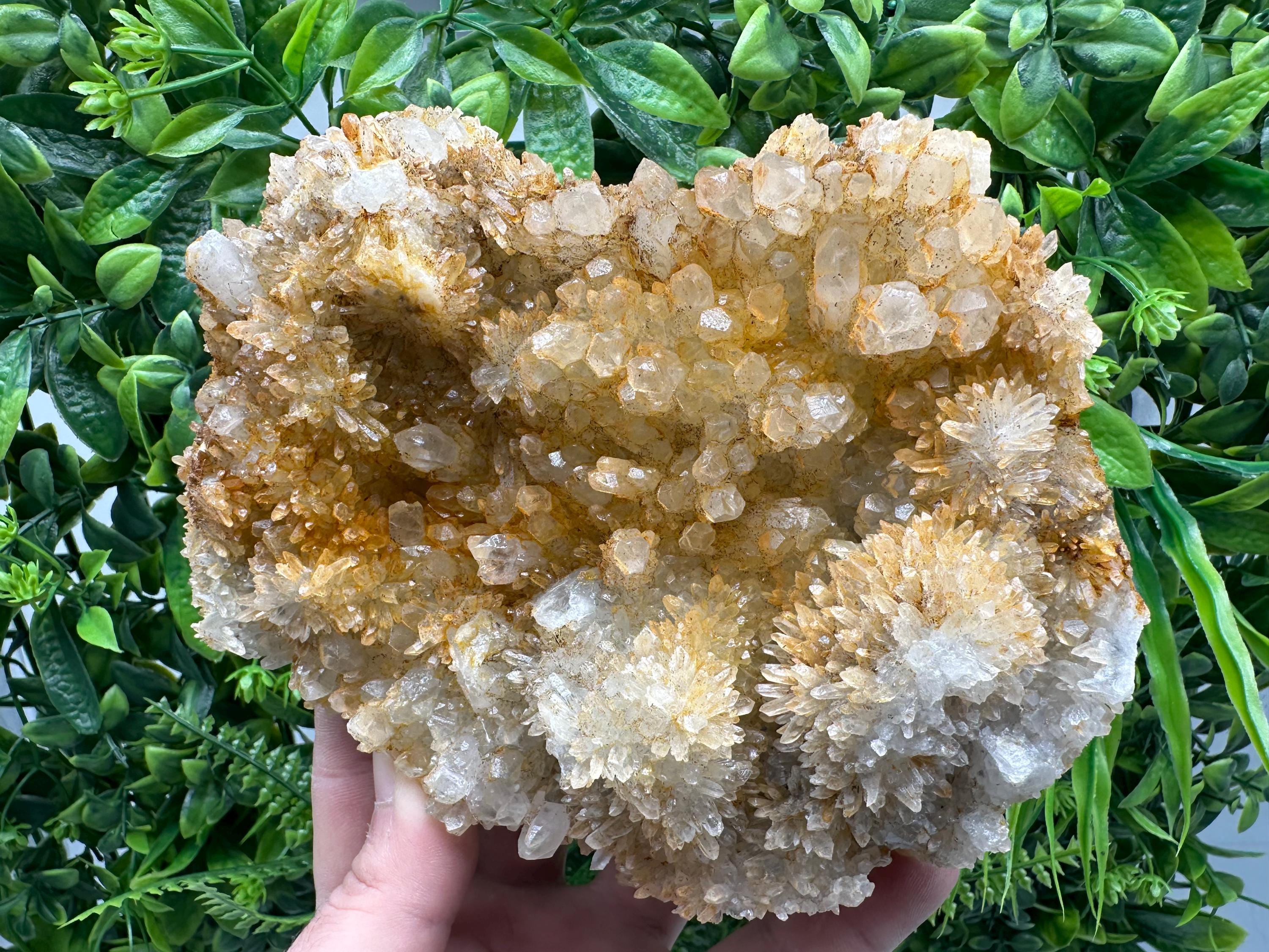 Iron Oxide Limonite Quartz Crystal Cluster, Home Decor Minerals