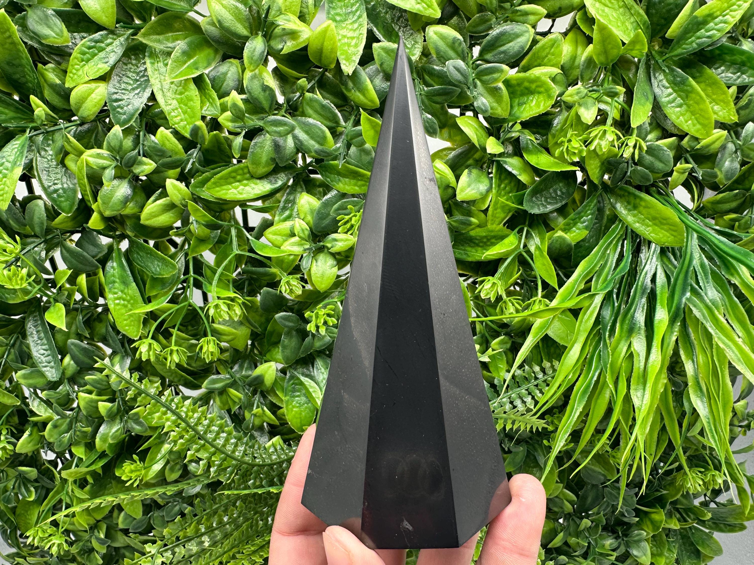 Shungite Pyramid Tower: EMF Protection Stone, Healing Crystal
