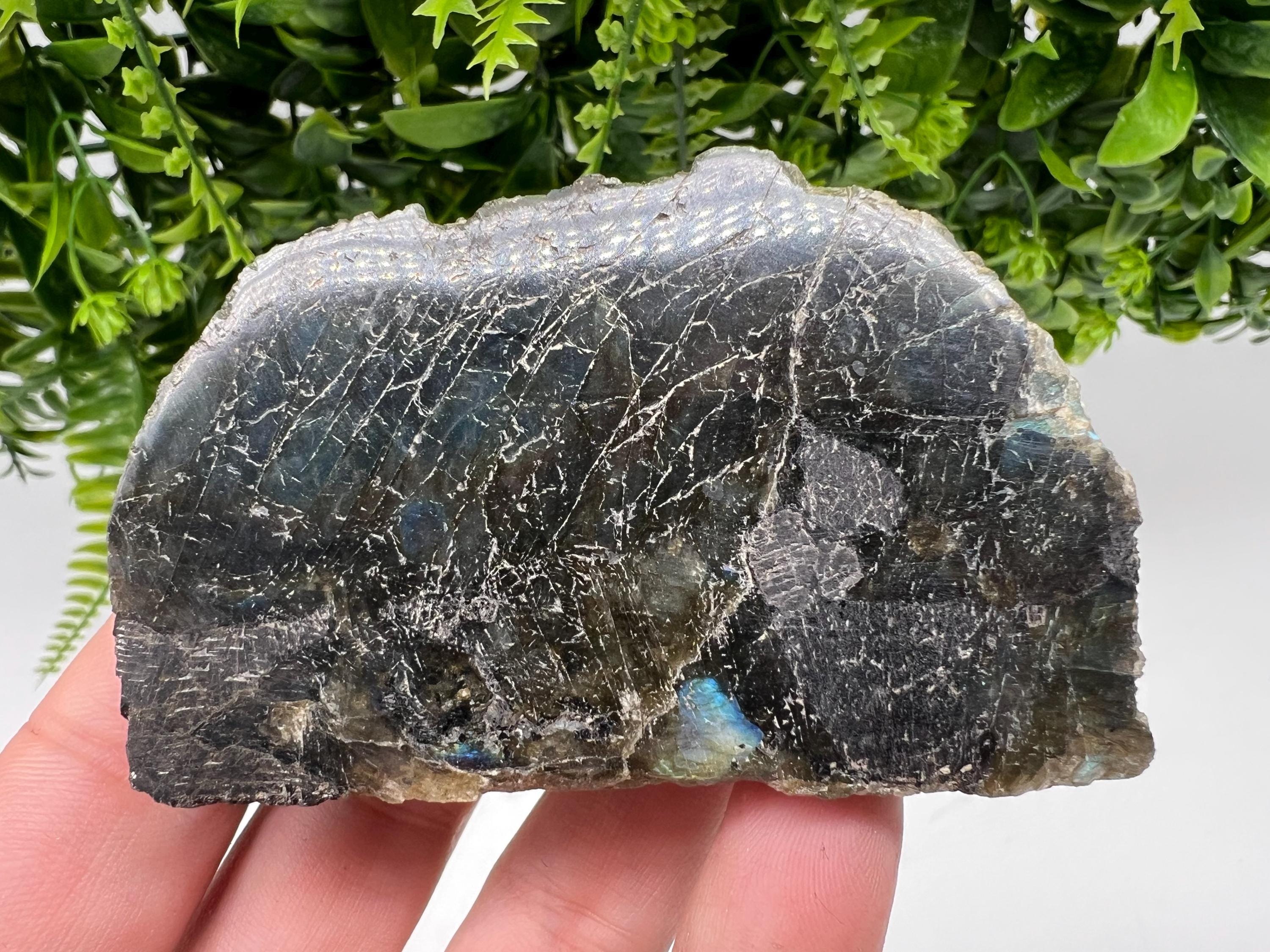 Polished Labradorite Slab: Multifire Crystal Decor - 118 Grams