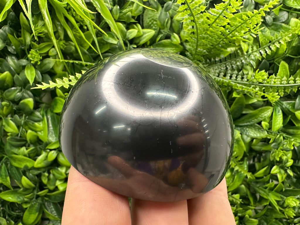 Polished Shungite Bowl (8cm): EMF Protection, Chakra Stone