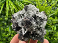 Black Sphalerite with Quartz Cluster, Natural Mineral Specimen