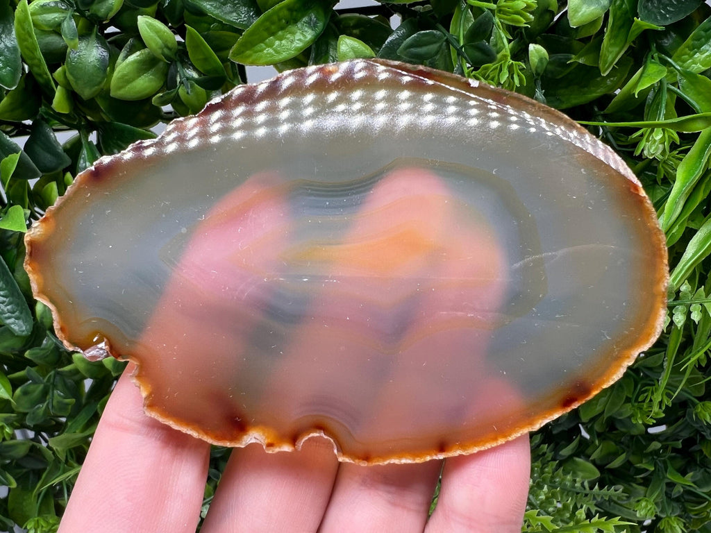 Large Polished Agate Slice: Spiritual Healing Crystal Coaster, 13/7.5 cm