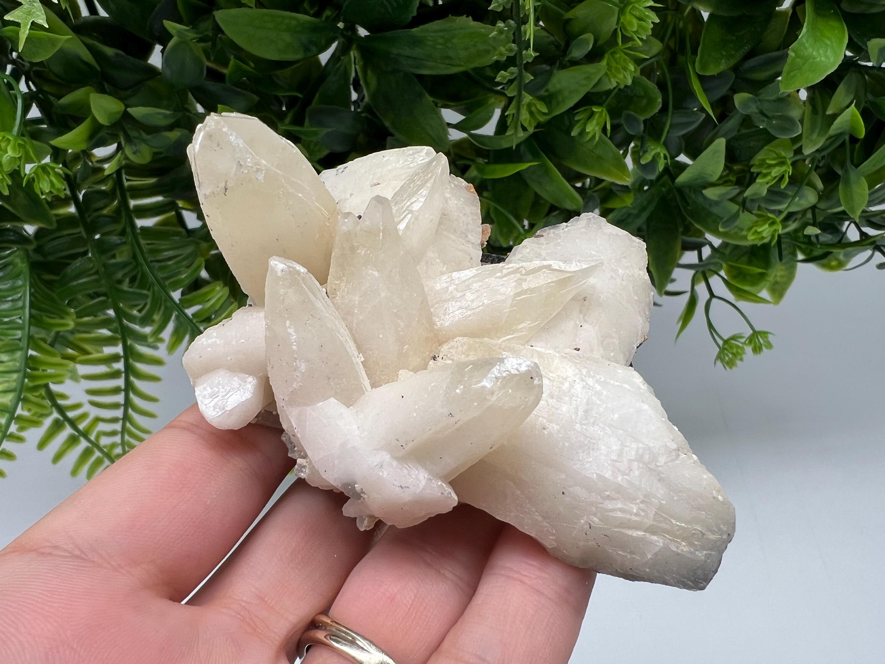Calcite on Green Quartz: Rare Healing Crystal from Bulgaria