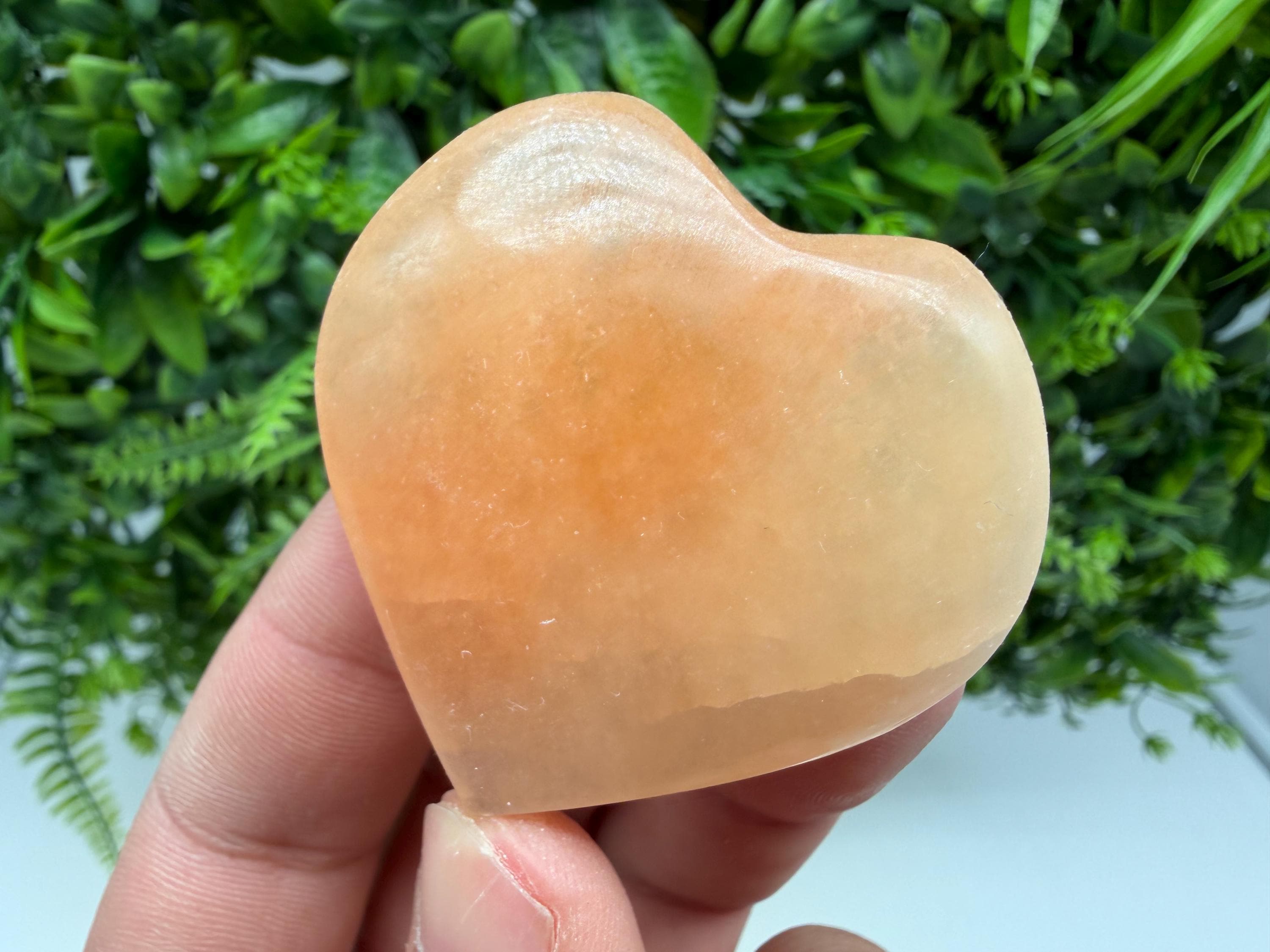Orange Selenite Heart Crystal with Angel Wings – Spiritual Protection Stone