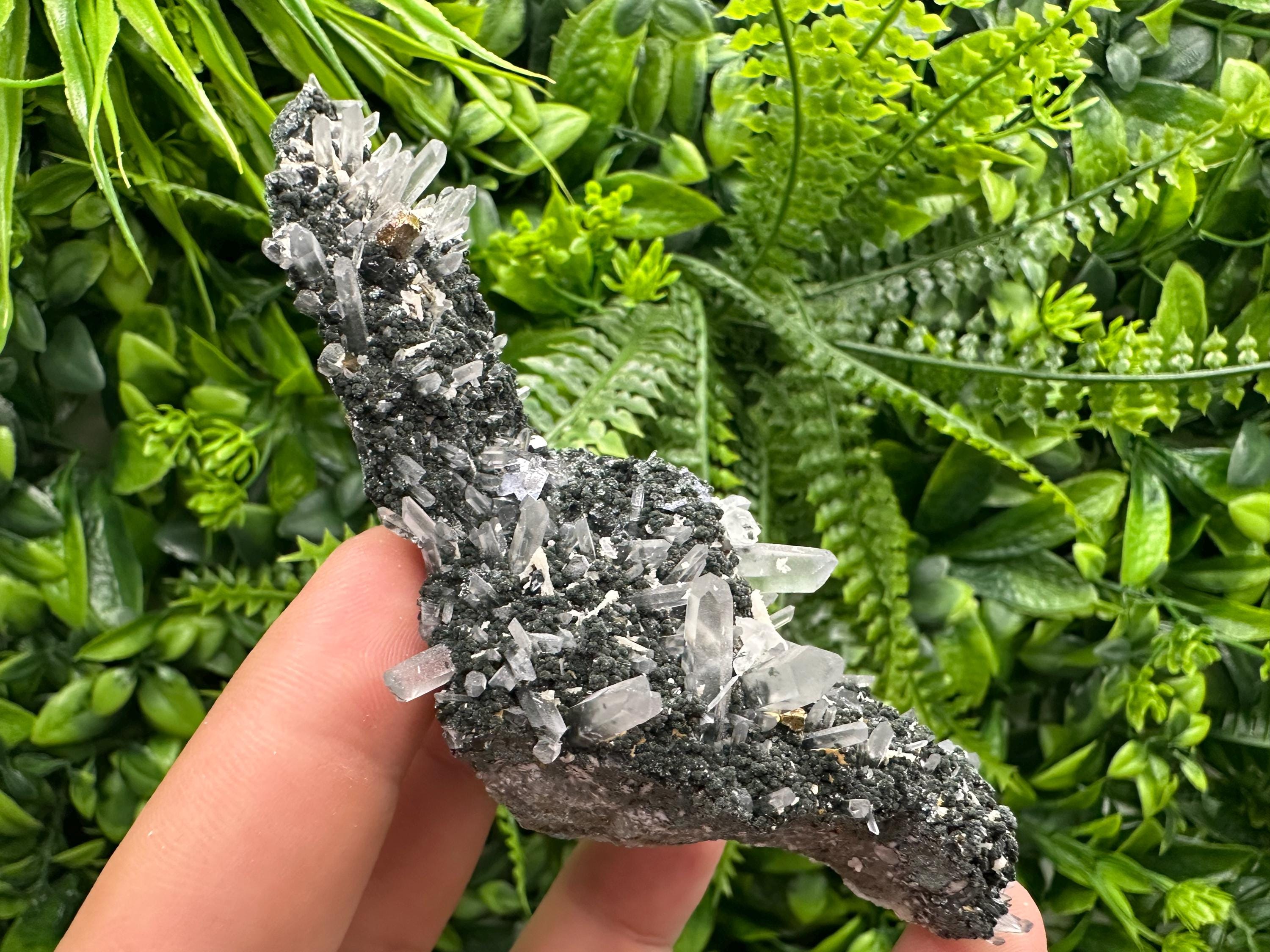 Calcite Pyrite Quartz Cluster: Chlorite Minerals, Borieva Bulgaria