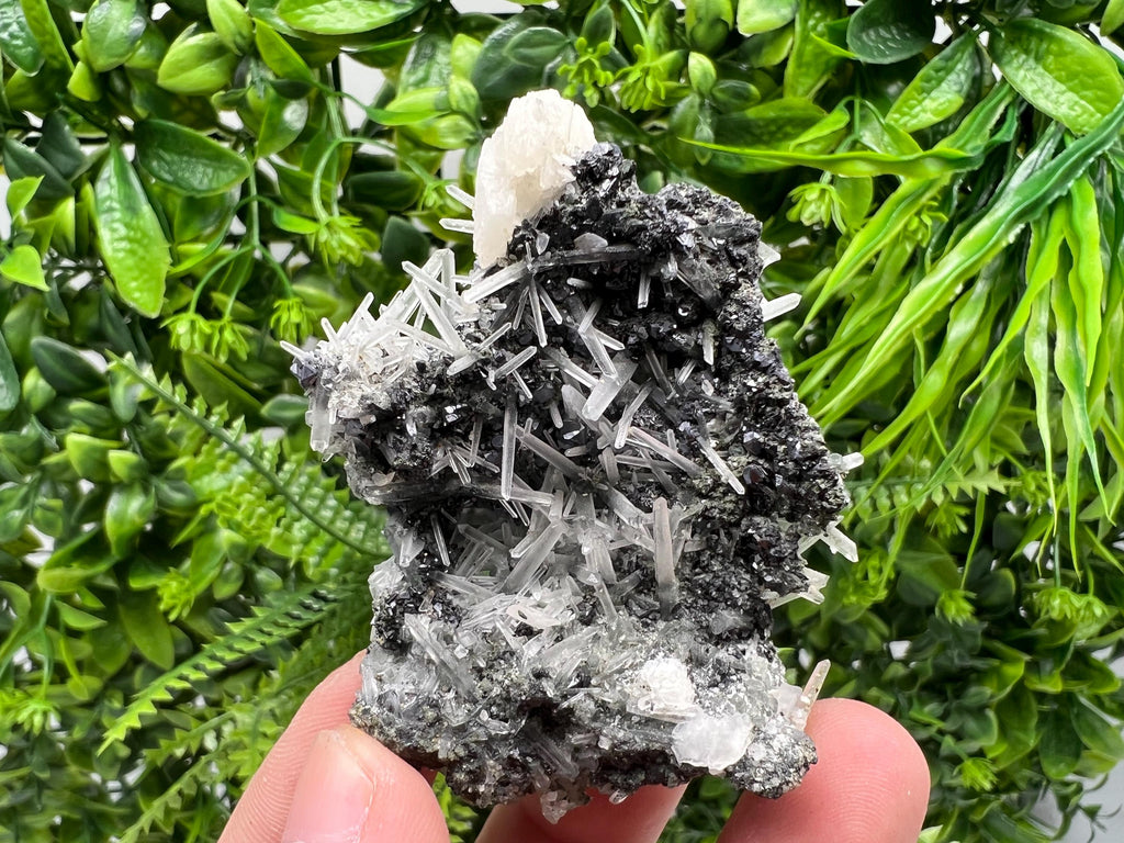 Wonderful Calcite,Sphalerite,Galena on Needle Quartz from Borieva mine,Madan,Bulgaria,natural,collectible mineral specimen,home decor stone