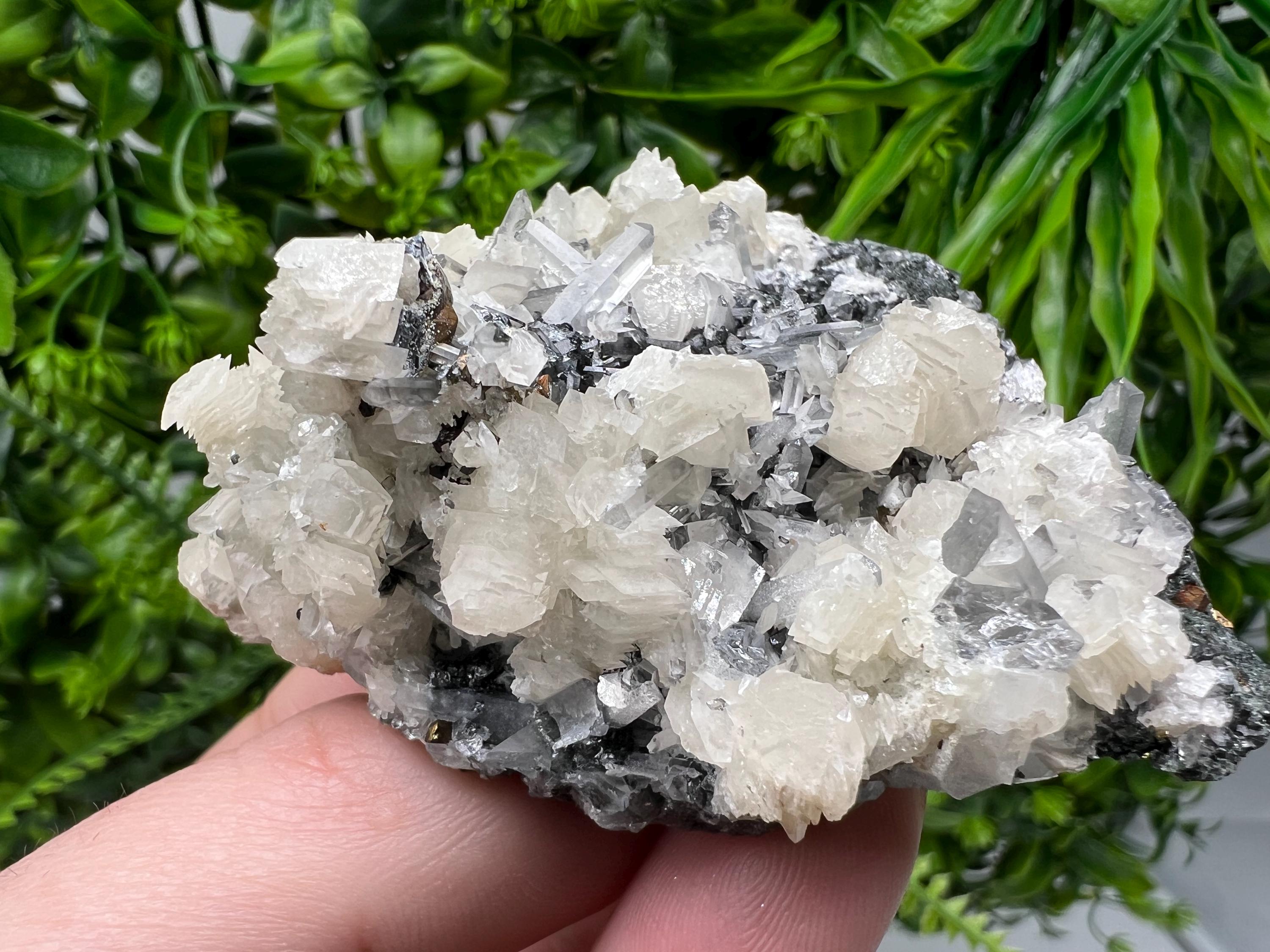 Calcite on Quartz Specimen: Borieva Mine, Bulgaria