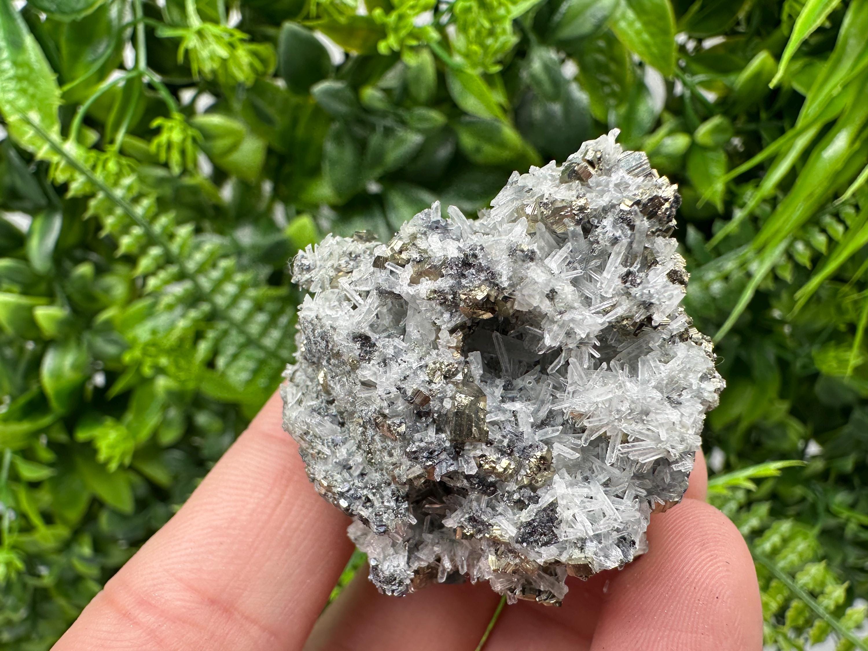 Pyrite on Green Quartz Mineral Specimen, Borieva Mine, Bulgaria