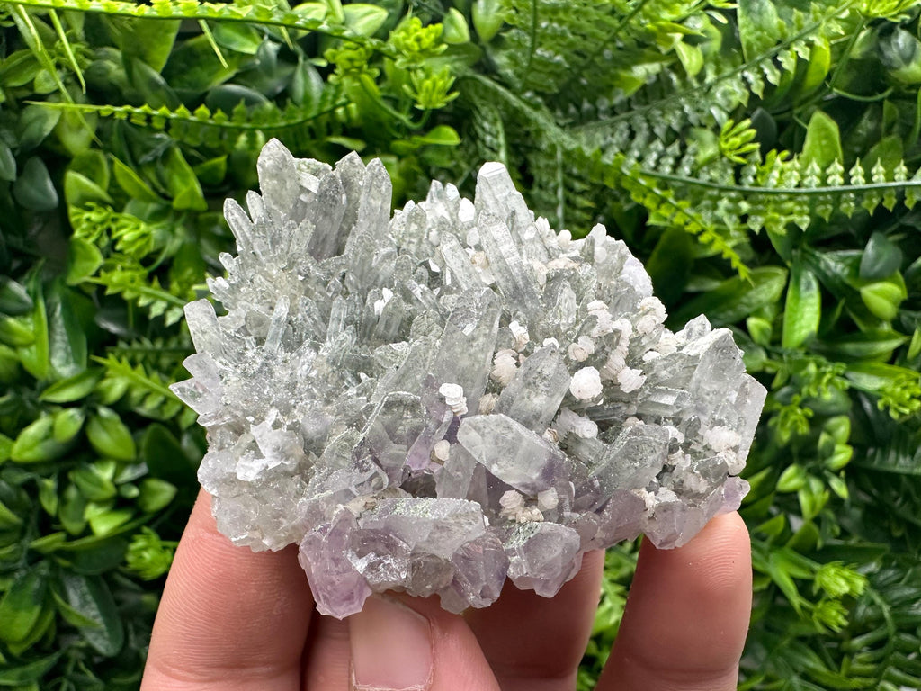 Amethyst Calcite Quartz Cluster, Chlorite Inclusions, Djurcovo Mineral Specimen