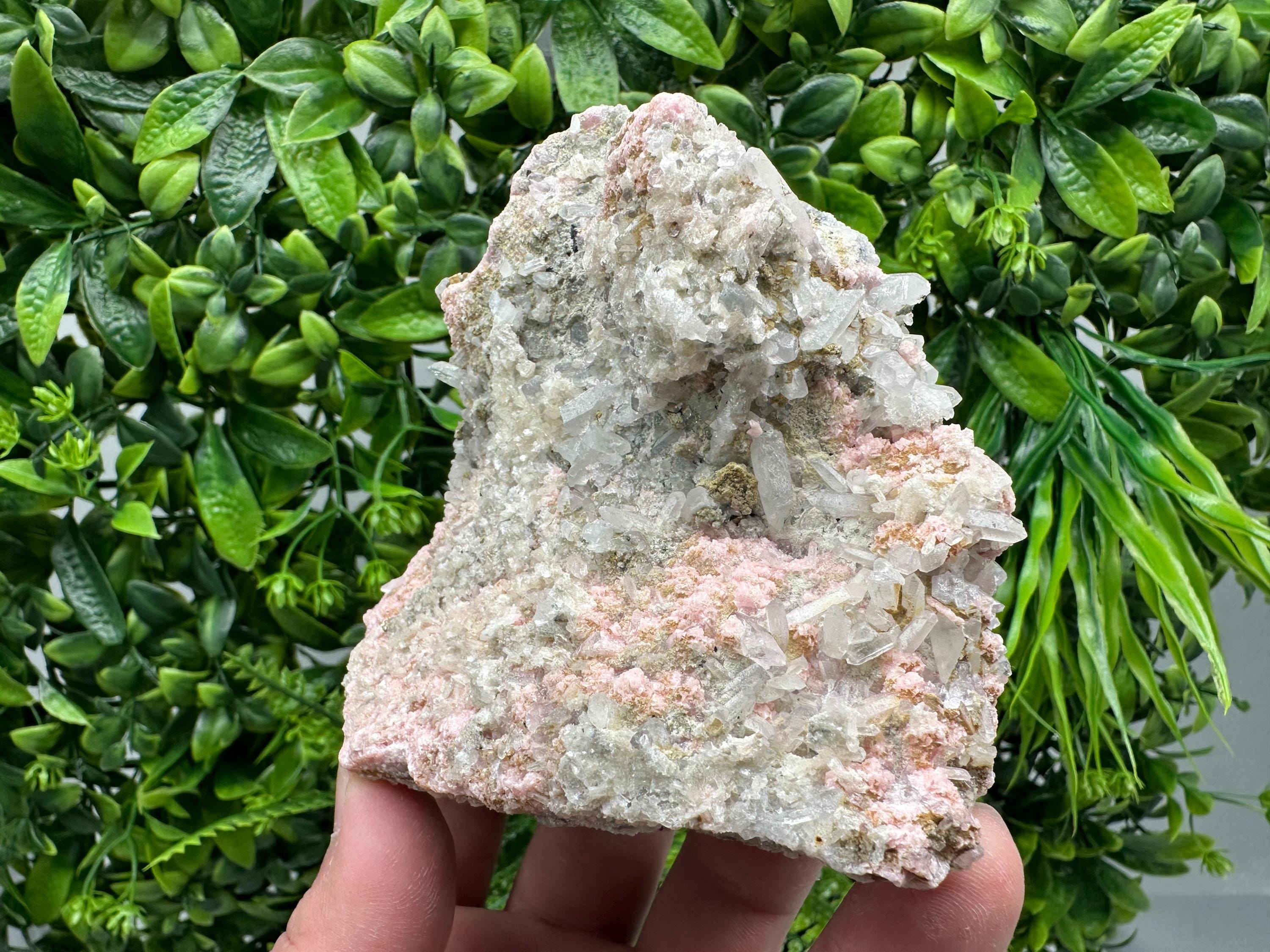 Rhodochrosite on Quartz, Starnica Mine, Bulgaria