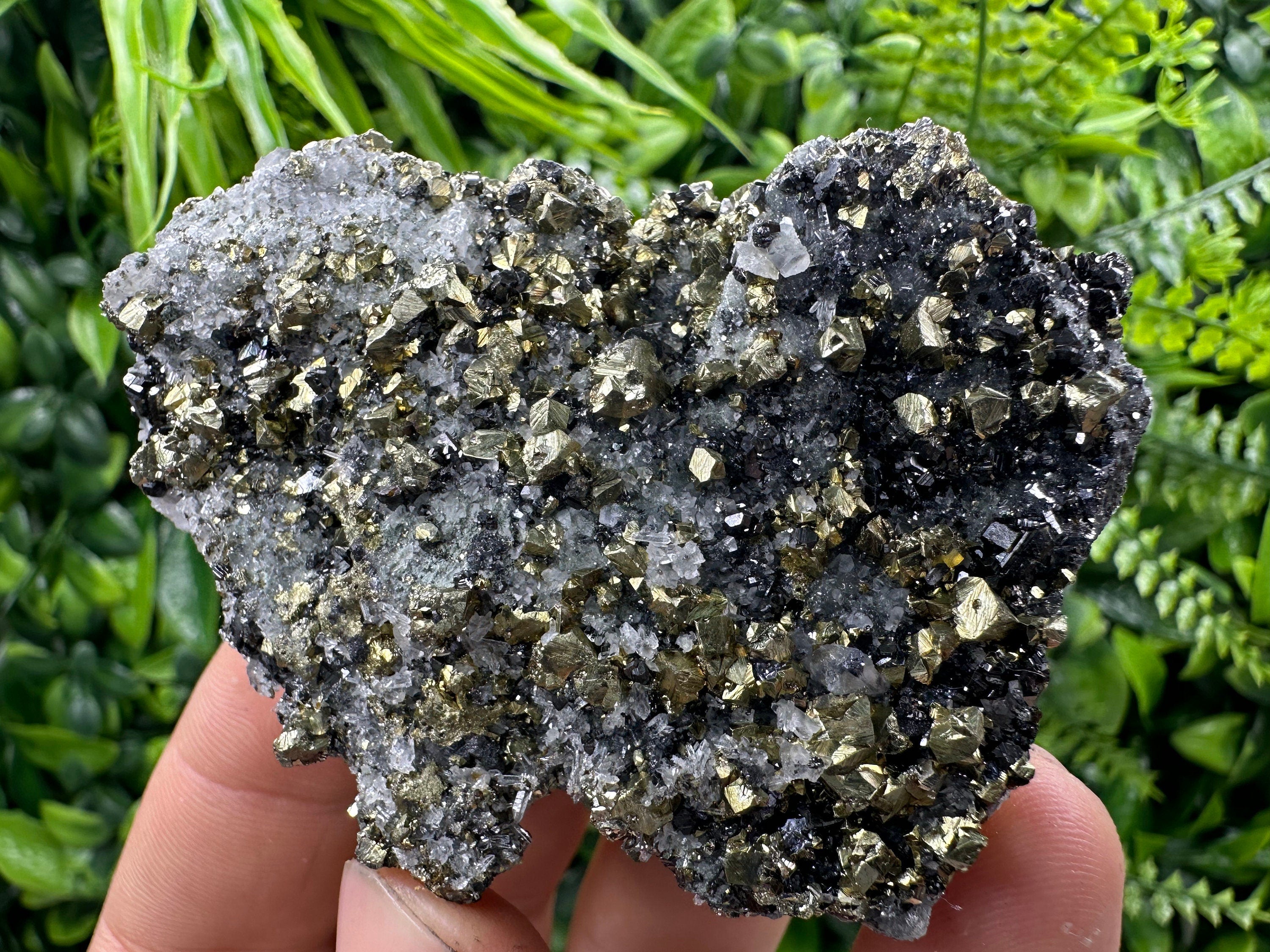 Chalcopyrite with Sphalerite on Quartz, Bulgaria Mineral Specimen