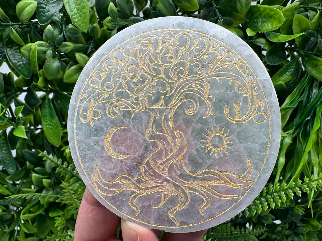 Tree of Life Selenite Plate: Crystal Recharging Station (10/10cm)