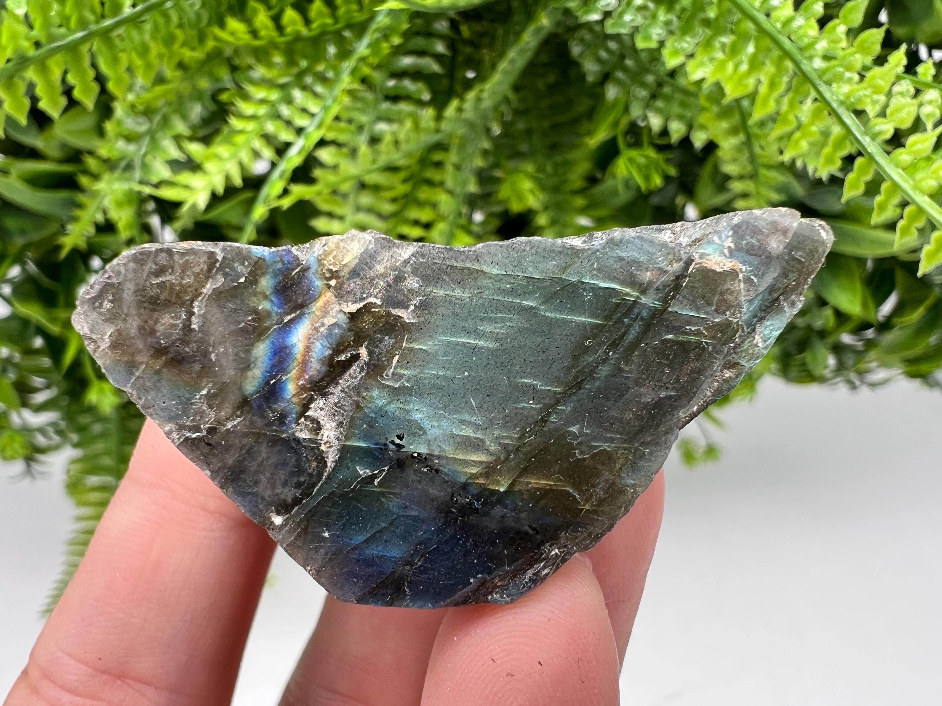 Polished Labradorite Slab: Multifire Crystal Decor - 5x3.5x2.5cm