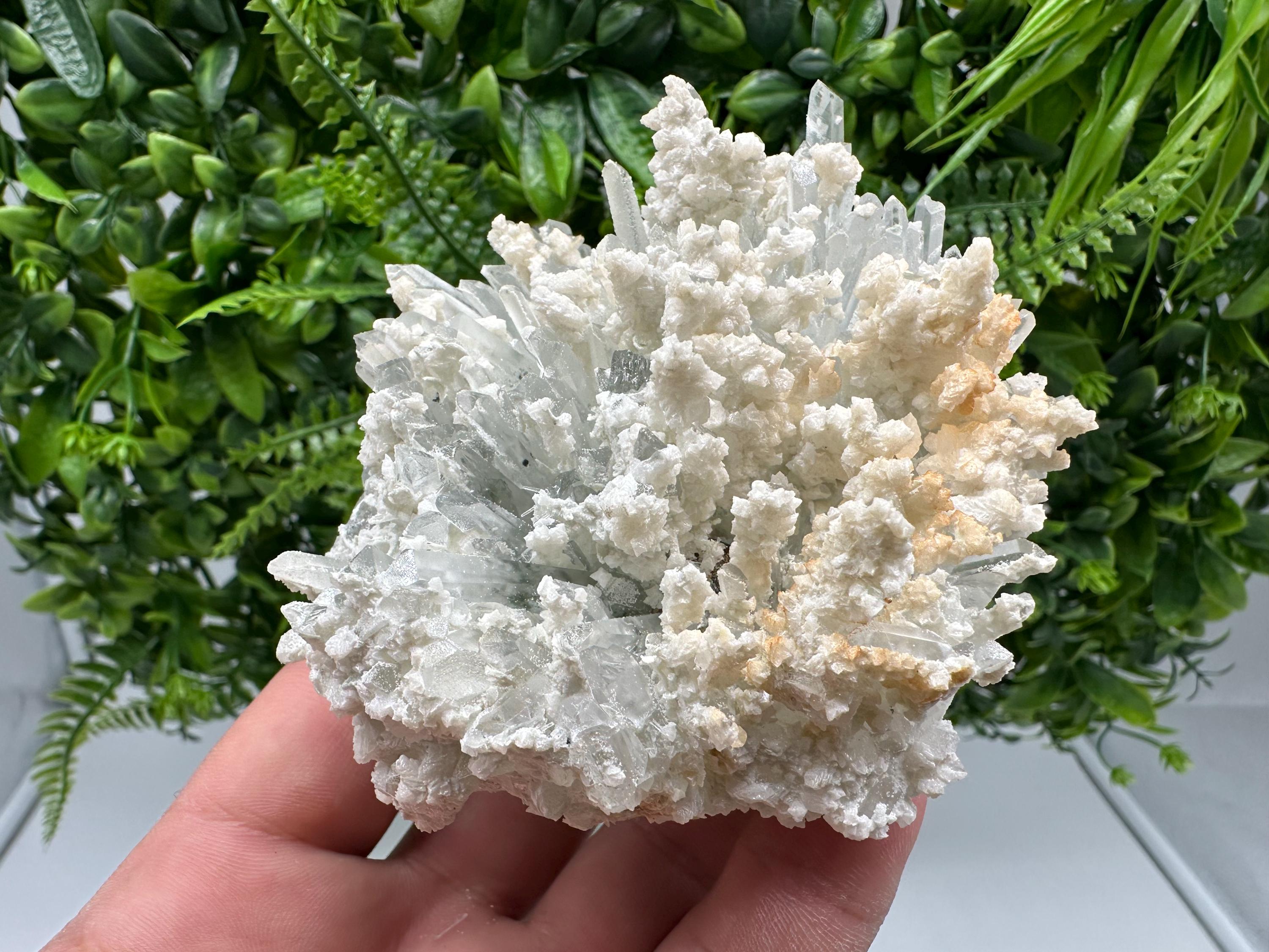 Quartz with Calcite Cluster: Krushev Dol Mine, Bulgaria