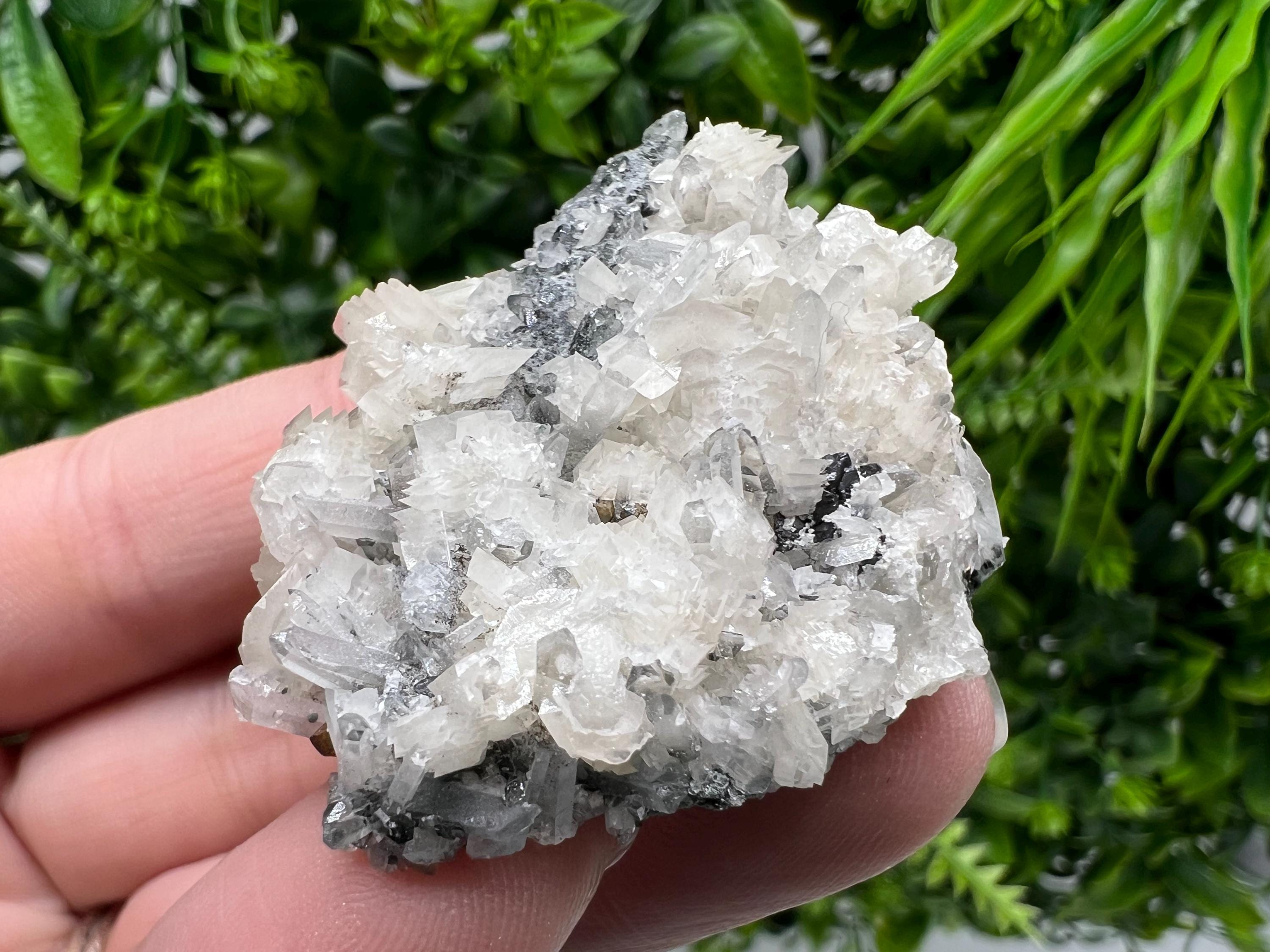Calcite on Quartz Specimen: Borieva Mine, Madan, Bulgaria