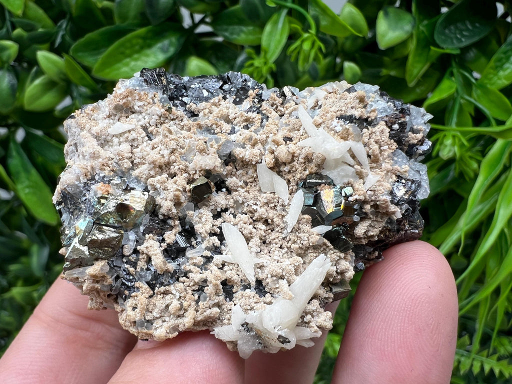 Rainbow Pyrite Calcite Specimen: Rare Madan Bulgaria Mineral