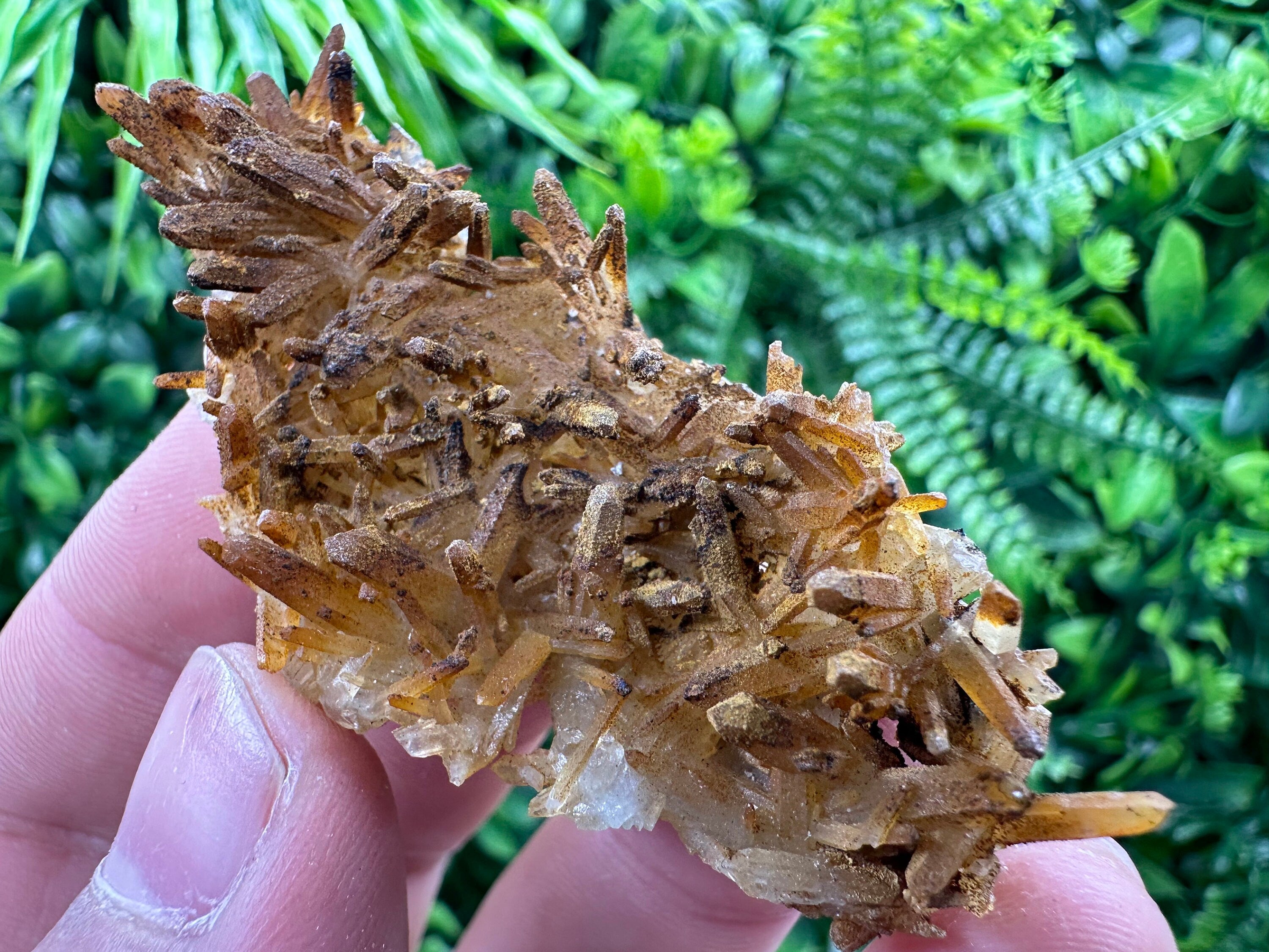 Iron Oxide Limonite Coated Quartz Crystal, Natural Mineral Specimen