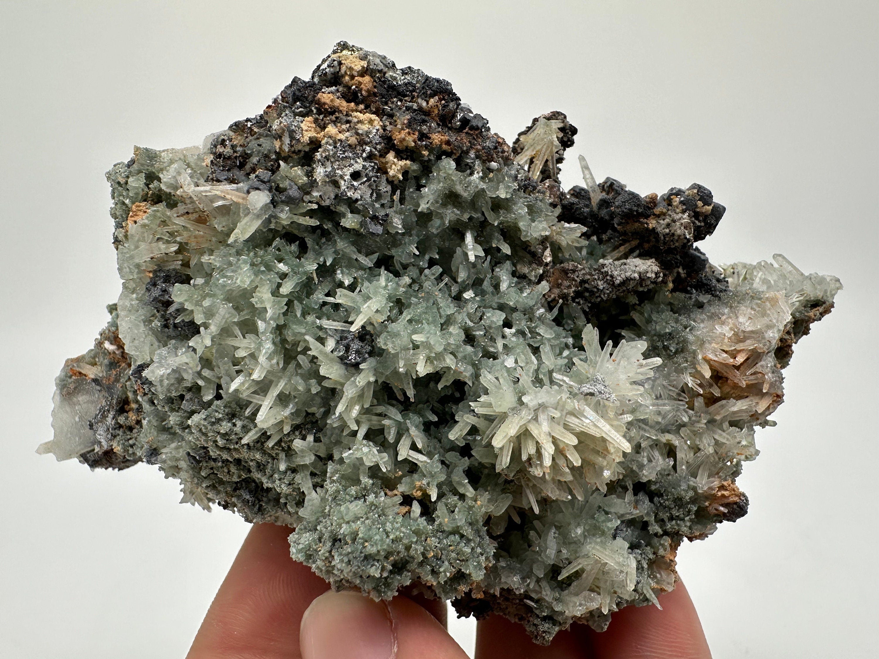 Chlorite Quartz Cluster: Bulgarian Mineral Specimen, Home Decor Stone