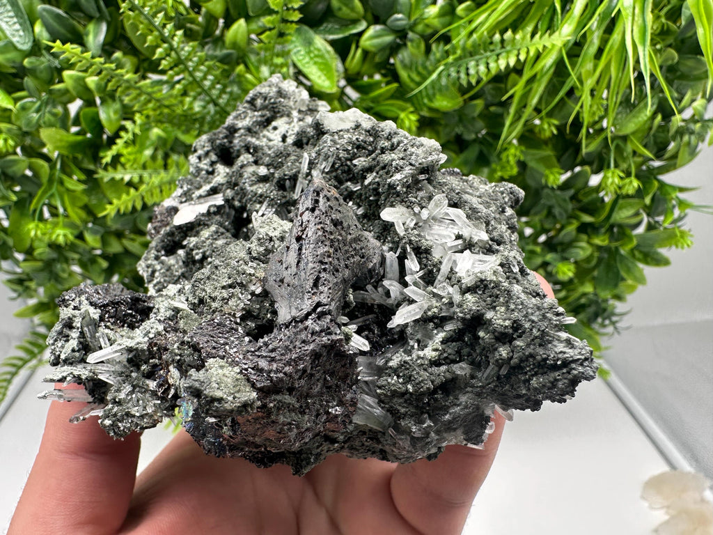 Lovely specimen Green Quartz inclusions Chlorite and Sphalerite/ Natural minerals/ Souvenir crystal gift minerals famous 9th September/Madan