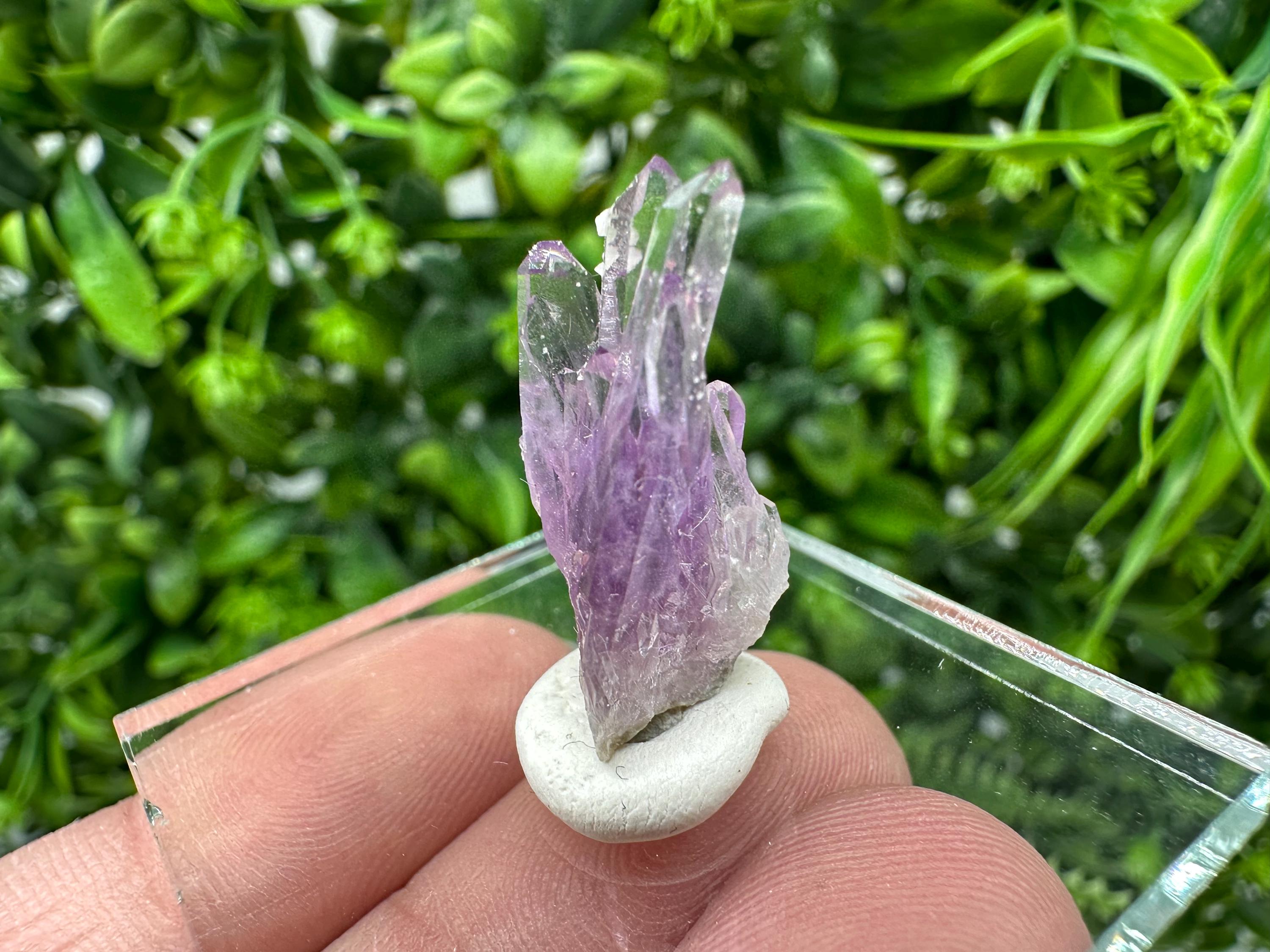 Phantom Amethyst Crystal with Cerussite, Bulgarian Mineral Specimen