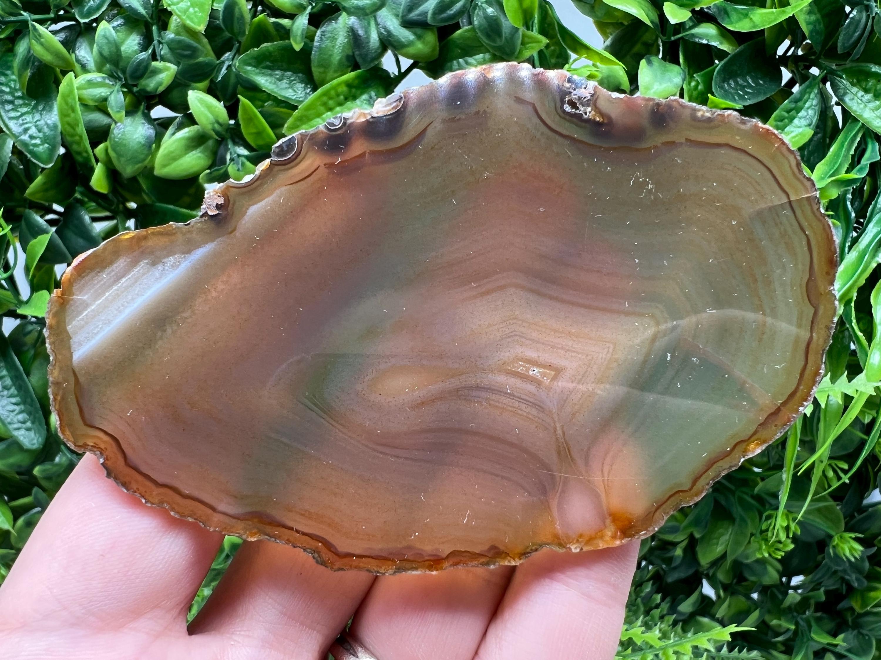 Large Agate Slice: Polished Quartz Crystal Healing Stone, Coaster Ornament